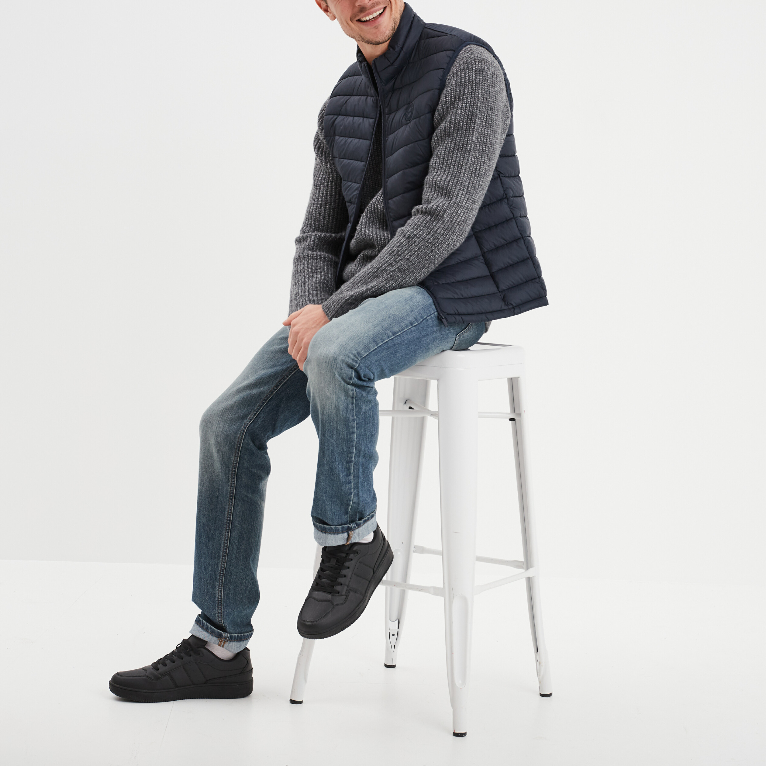 Doudoune sans manches l&eacute;g&egrave;re d&eacute;perlante bleu marine homme