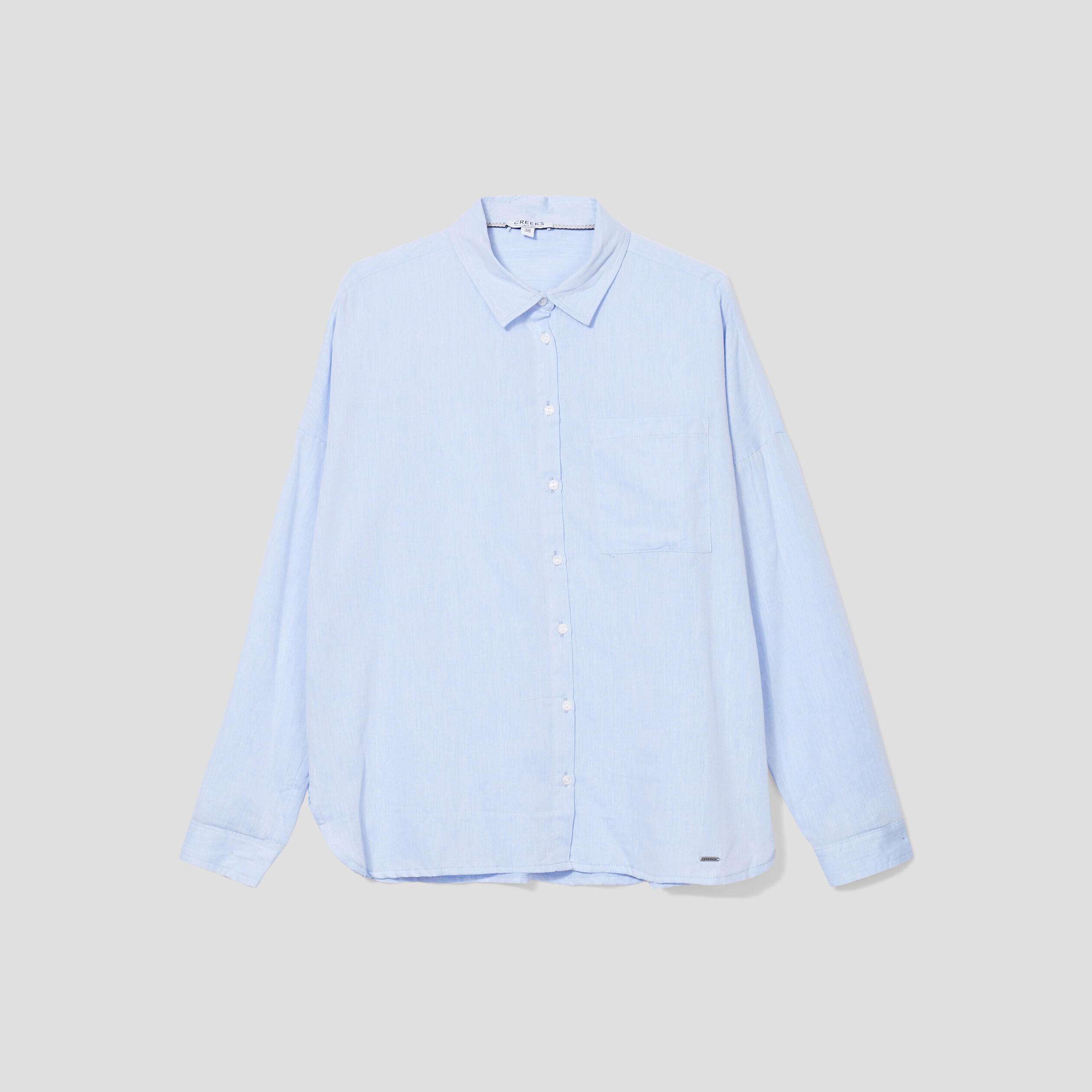 chemise manches longues coupe droite bleu clair femme Chemise manches longues coupe droite bleu clair femme