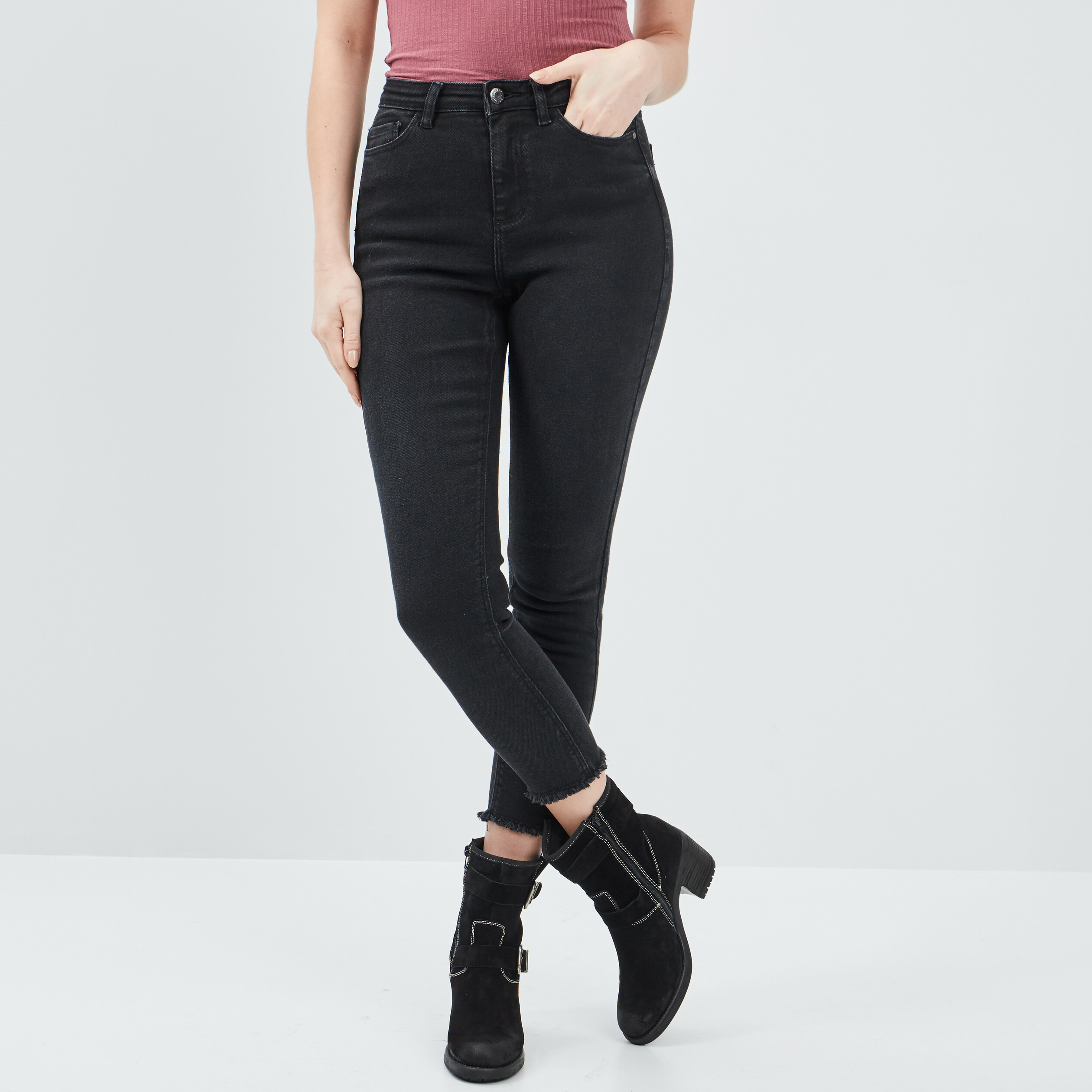 Jeans skinny taille haute Liberto denim noir femme