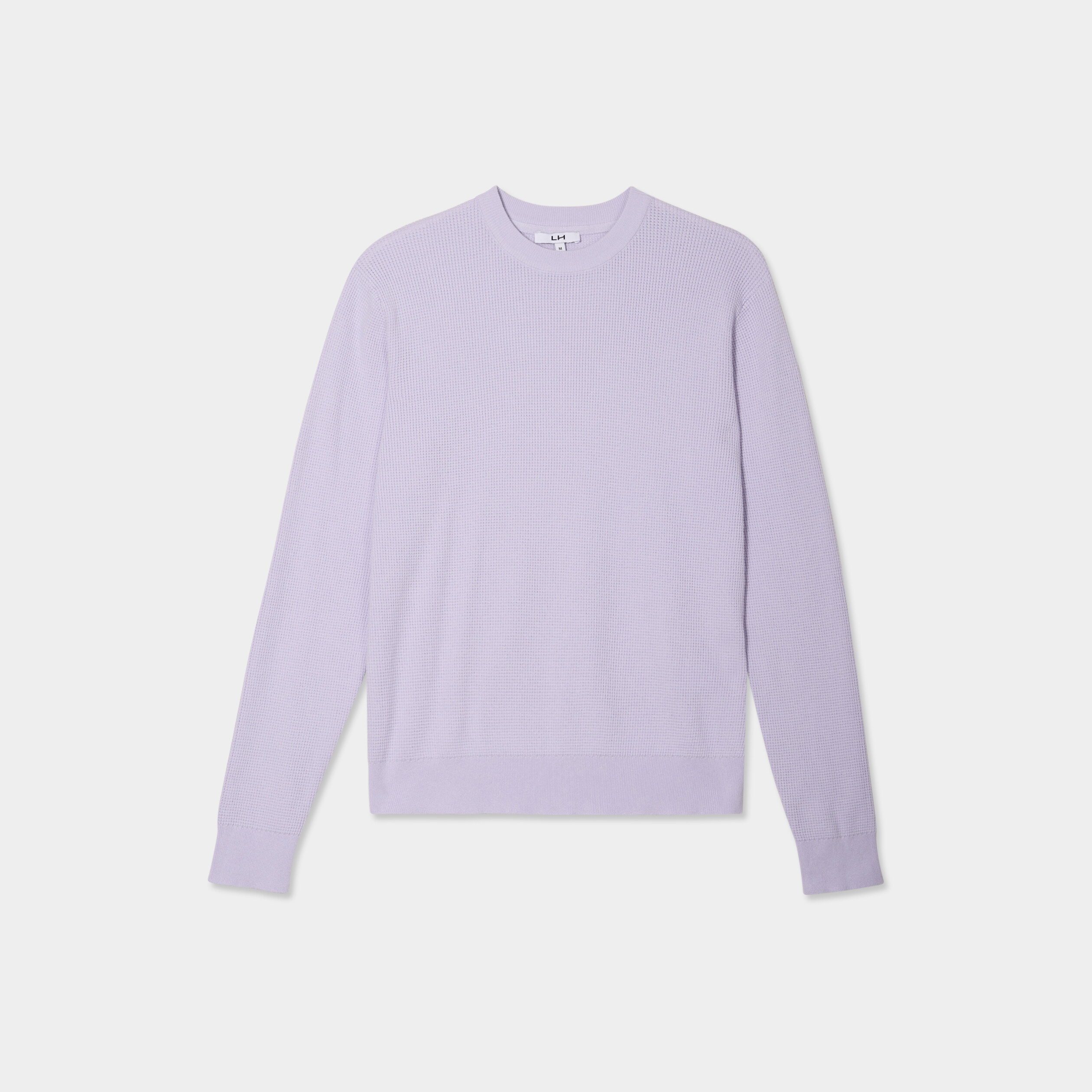 Pull en maille textur&eacute;e col rond parme homme