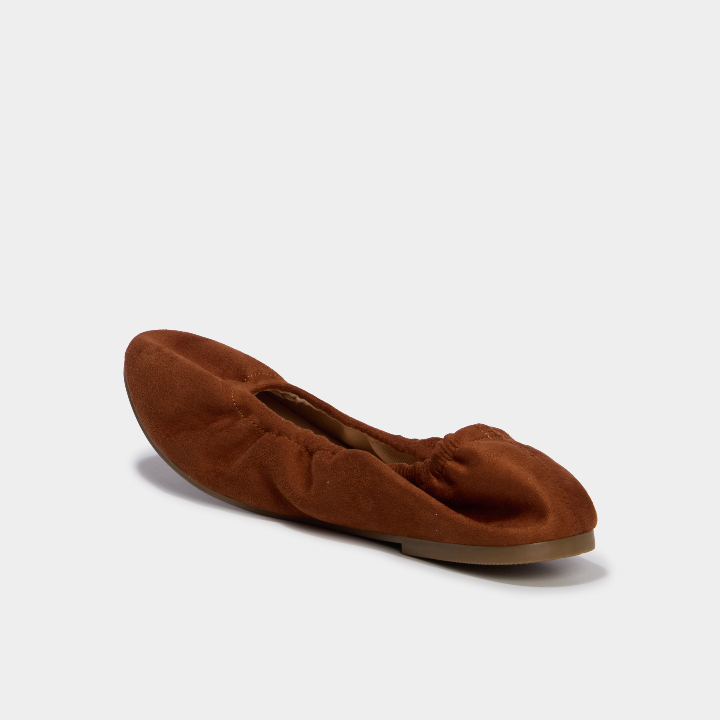 Ballerines &eacute;lastiqu&eacute;es effet su&eacute;dine marron femme