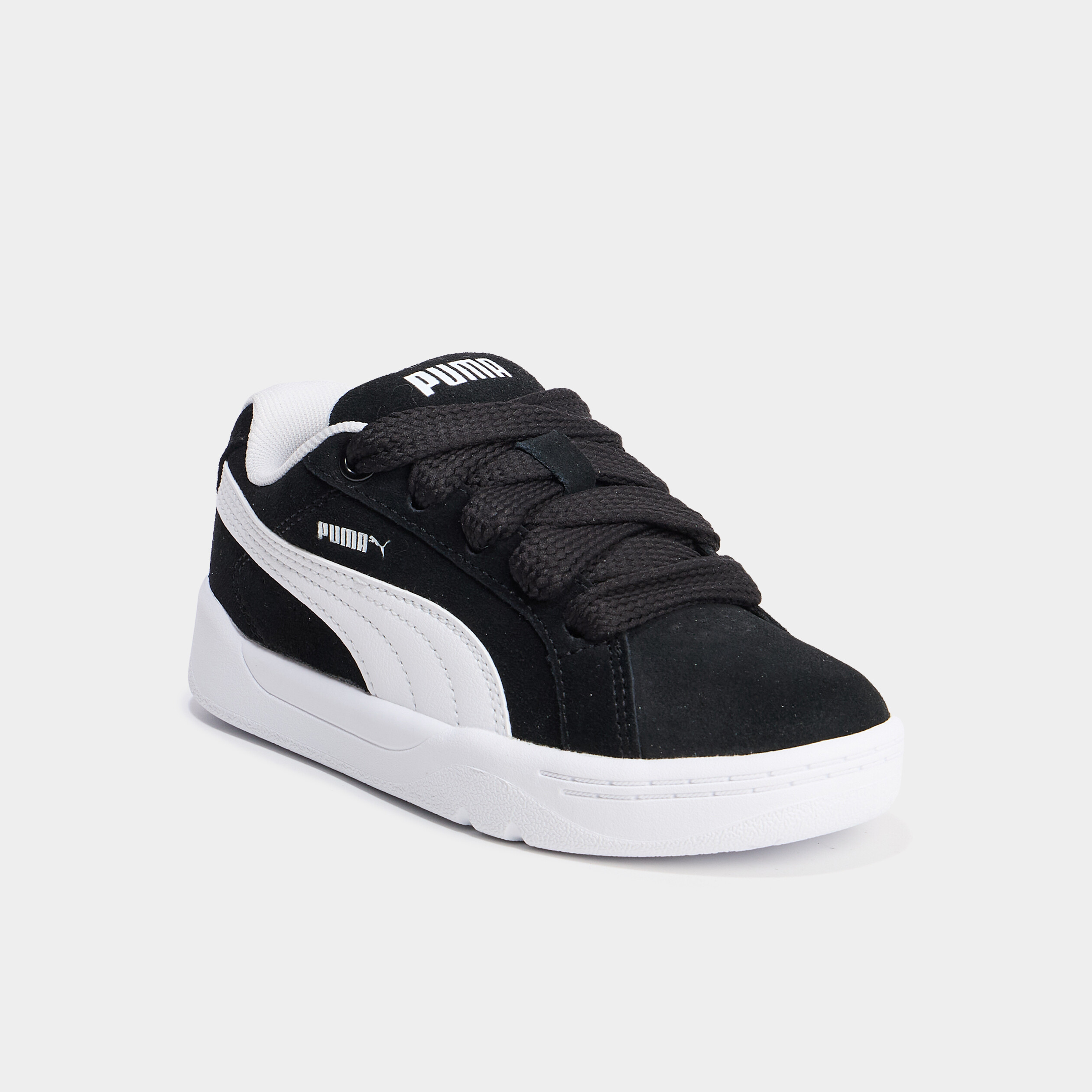 Baskets basses &agrave; lacets en cuir Puma noir gar&ccedil;on