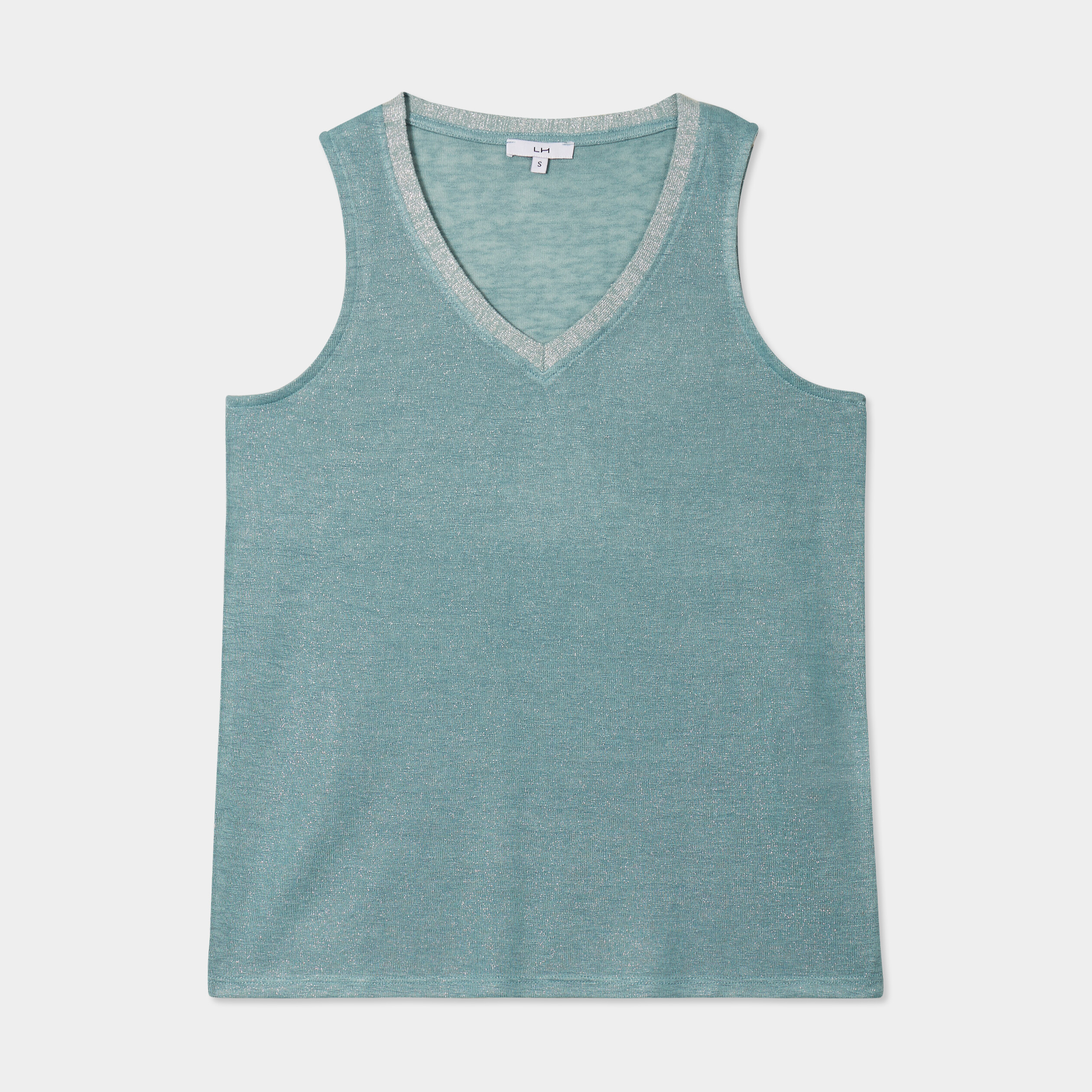 debardeur col en v sans manches bleu gris femme Débardeur col en V sans manches bleu gris femme