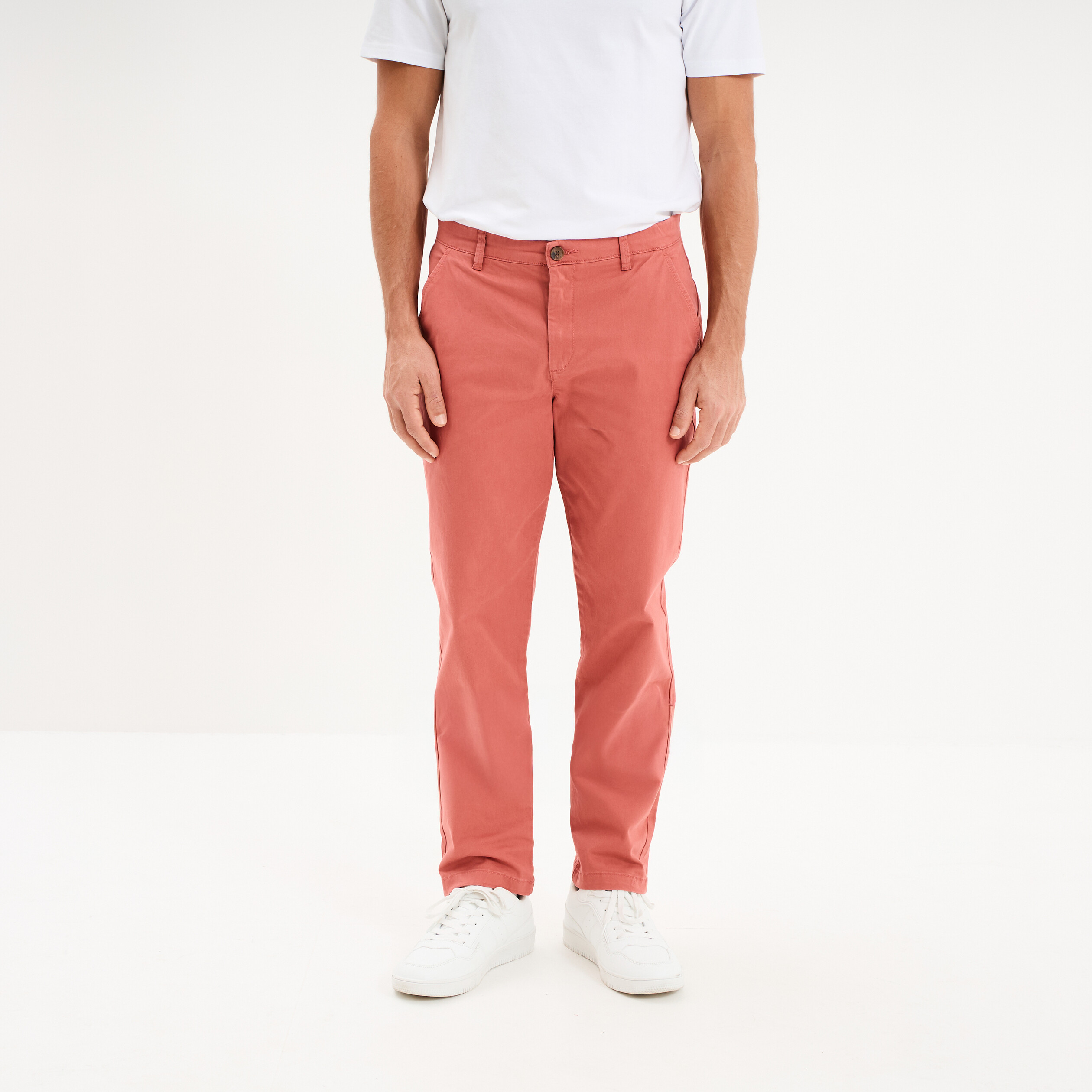 Pantalon chino droit stretch vieux rose homme