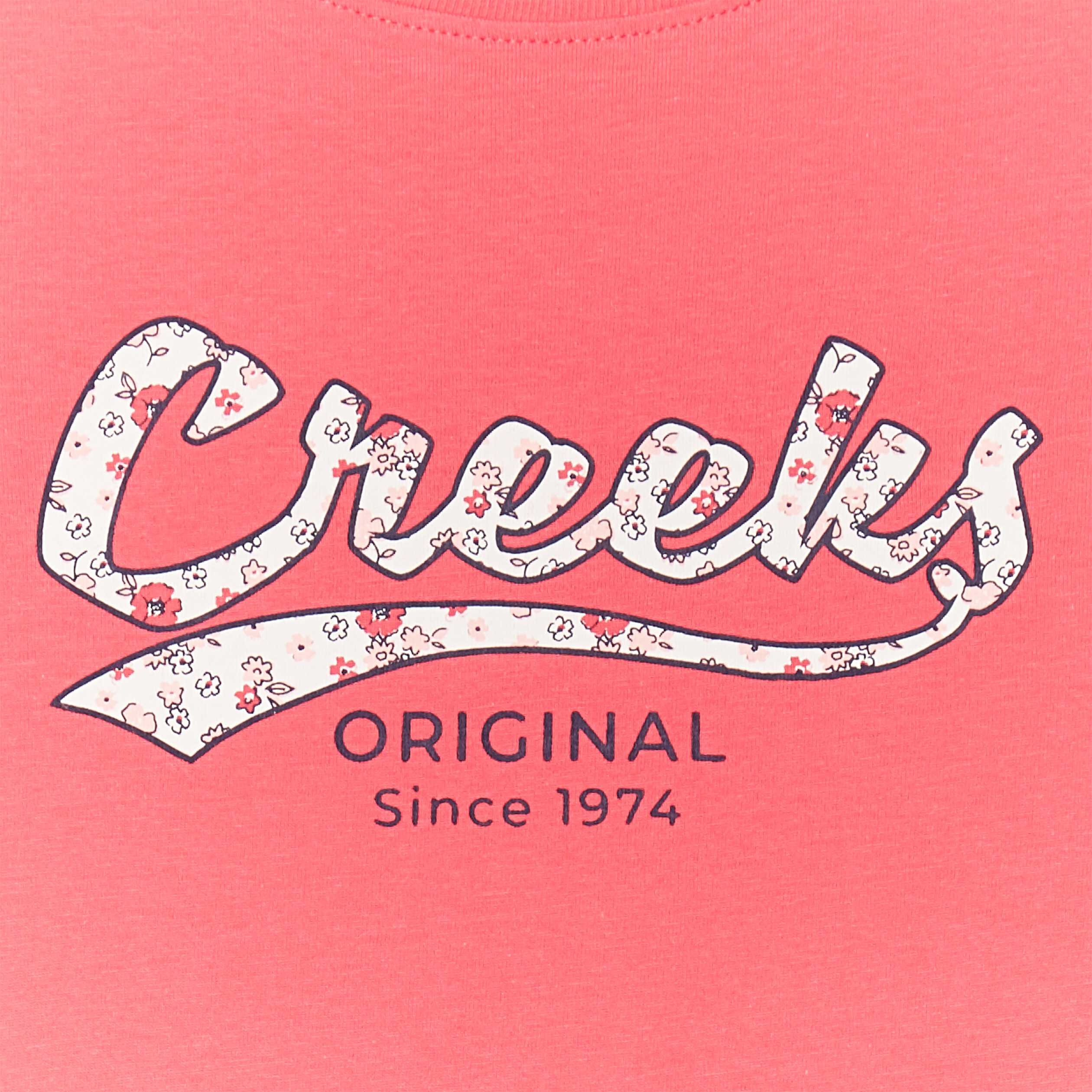 t shirt manches courtes coton creeks rose vif fille T-shirt manches courtes coton Creeks rose vif fille
