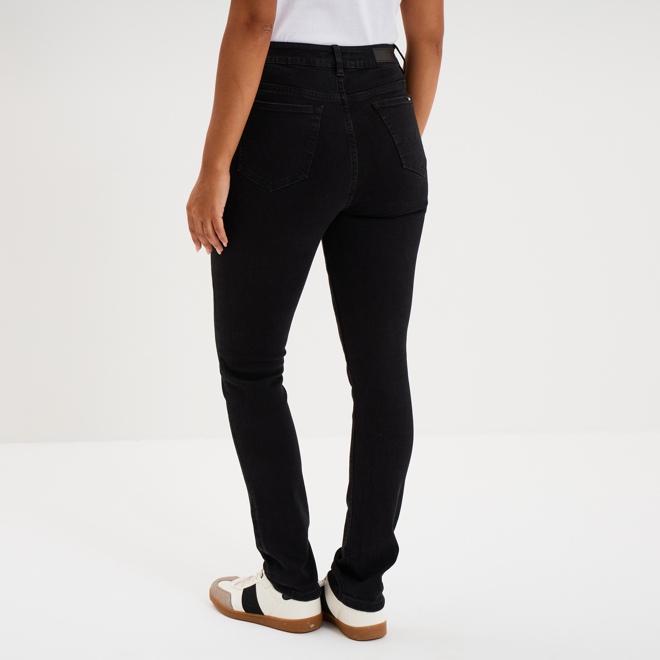Jeans slim taille haute denim noir femme