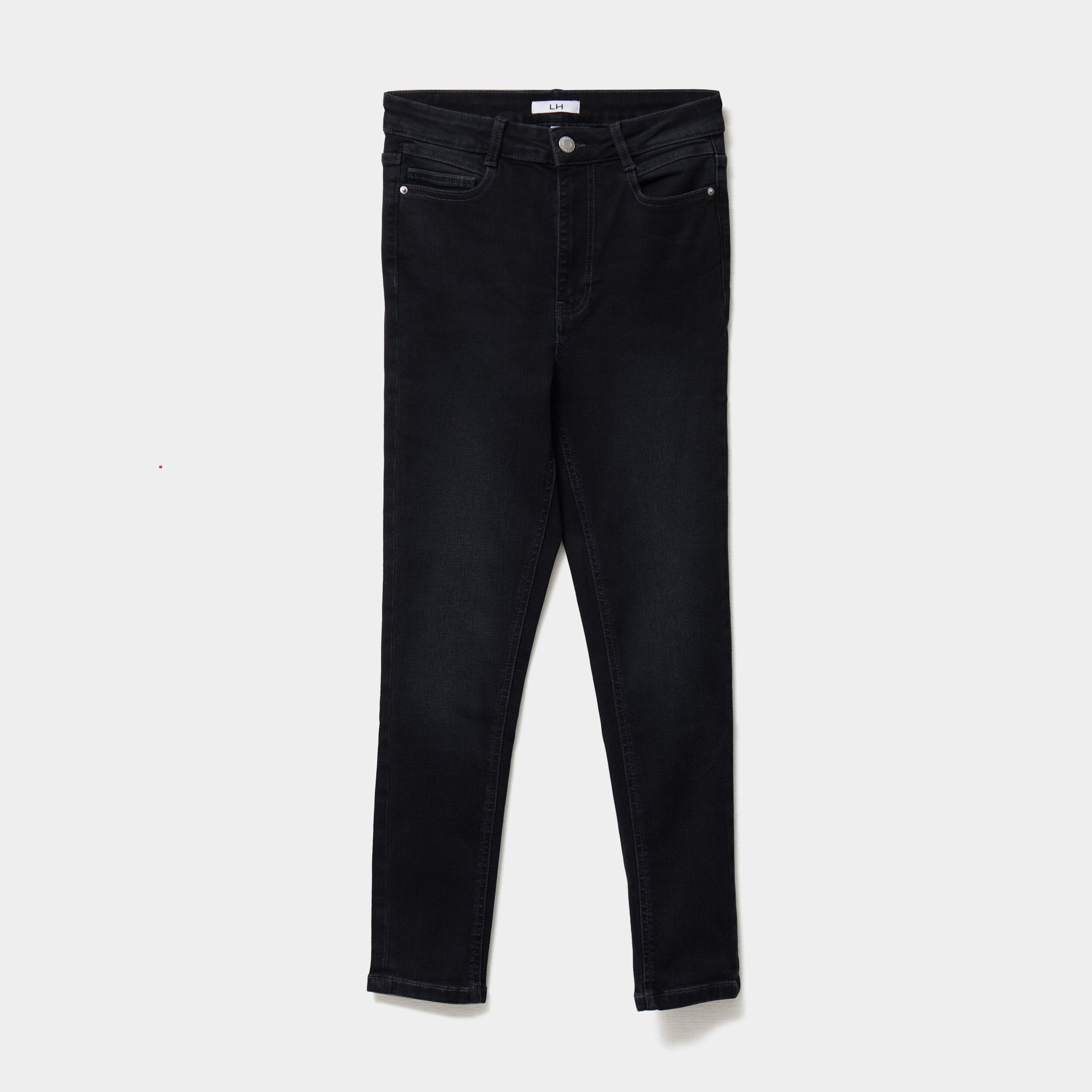 Jeans skinny taille haute cropped denim noir femme