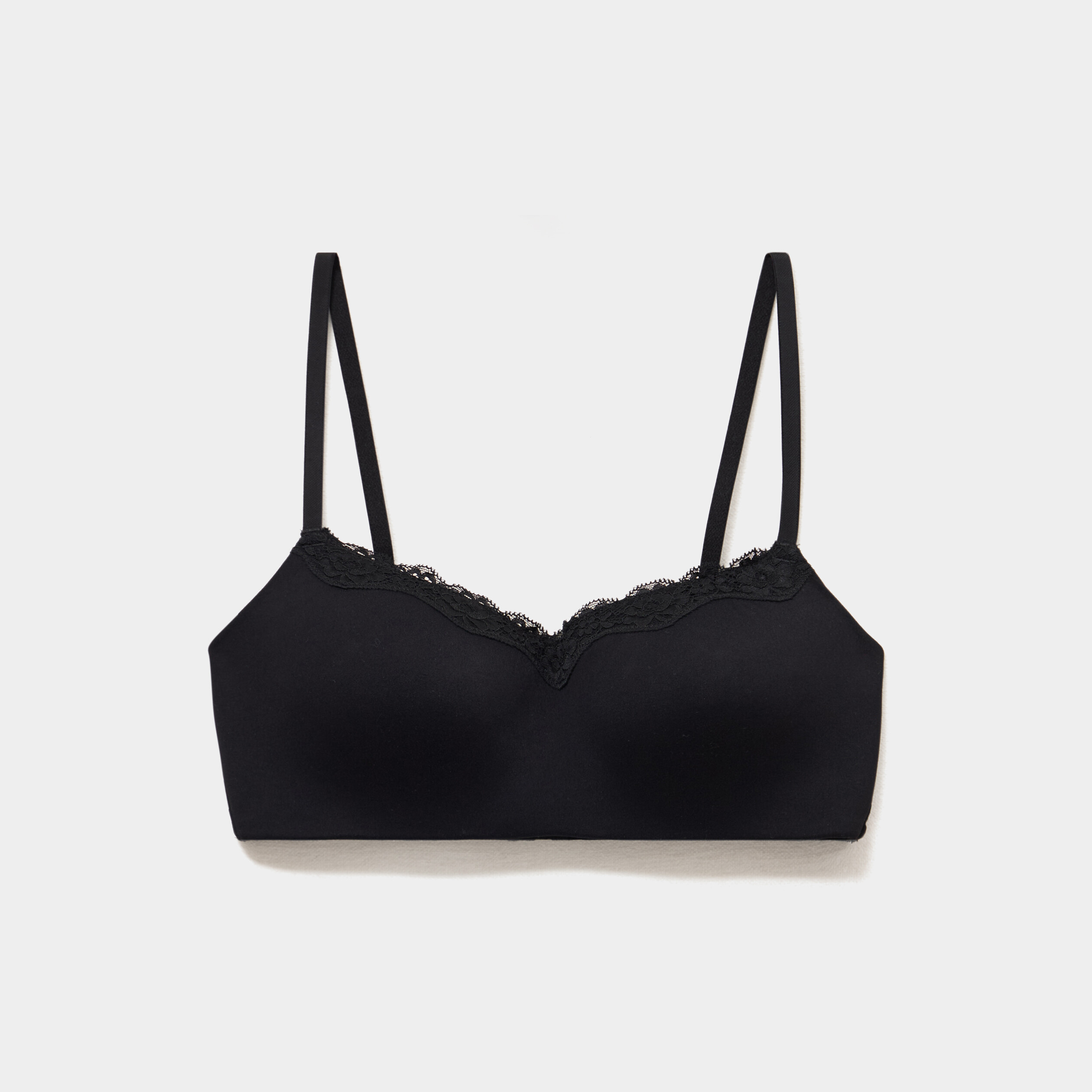 Soutien-gorge bandeau bretelles fines noir femme