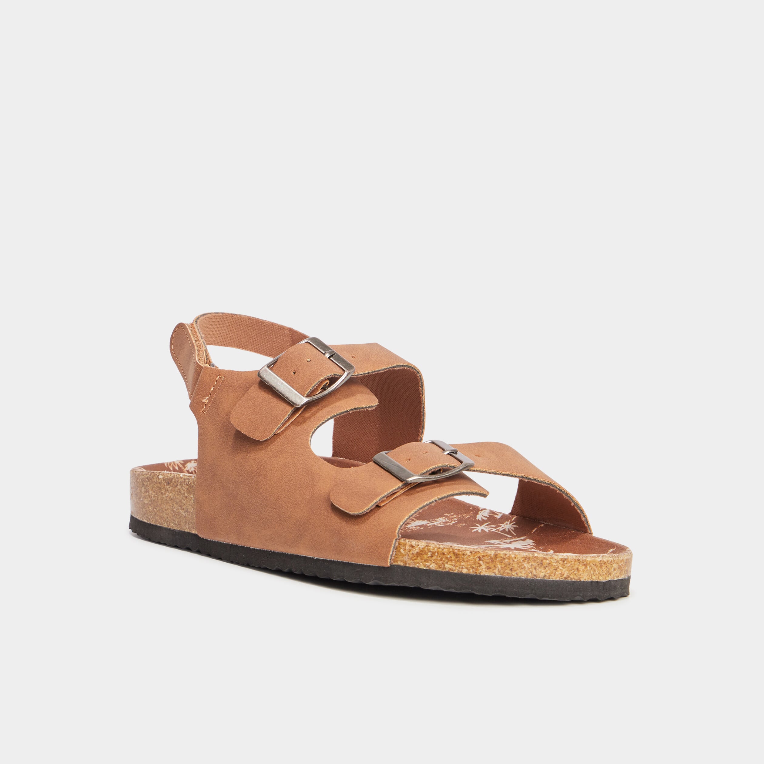 Sandales bride talon &agrave; scratch marron clair gar&ccedil;on