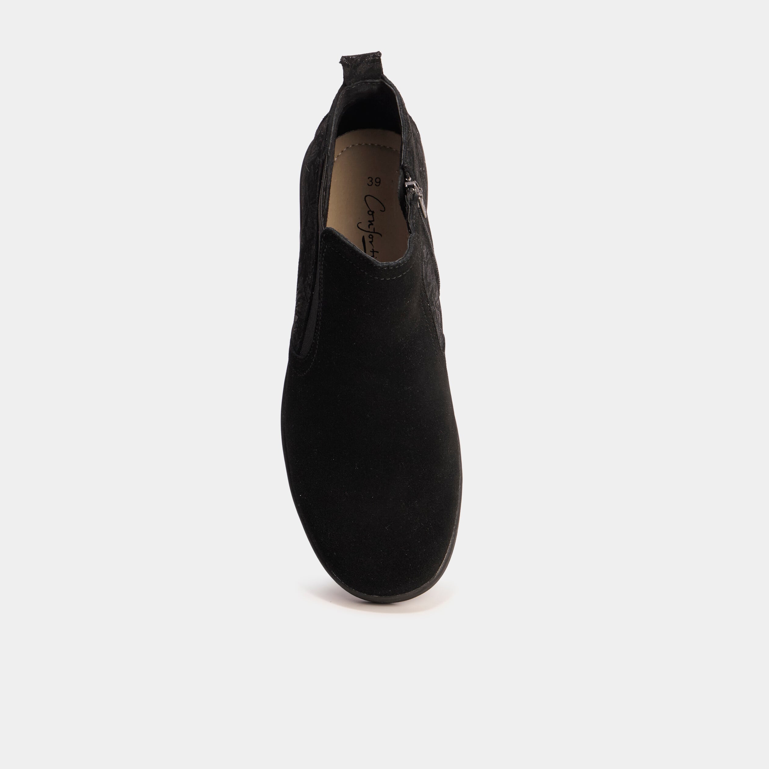 Boots confort en cuir noir femme