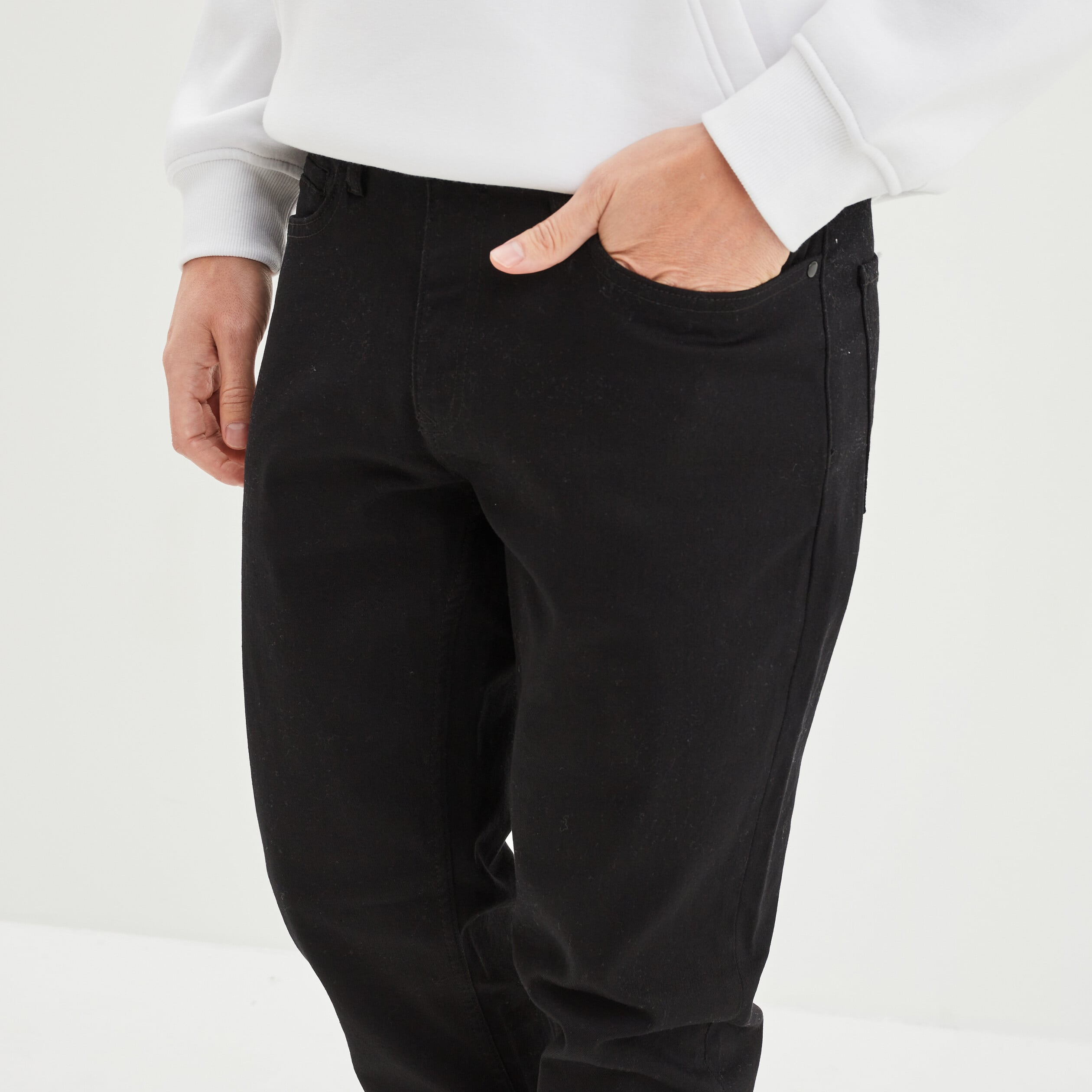 Jeans straight avec 5 poches denim noir homme
