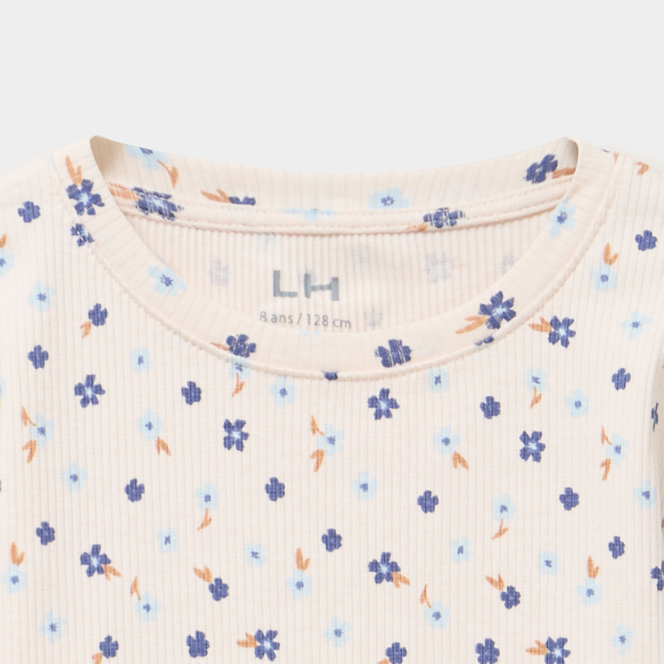 T-shirt c&ocirc;tel&eacute; ajust&eacute; manches longues beige fille