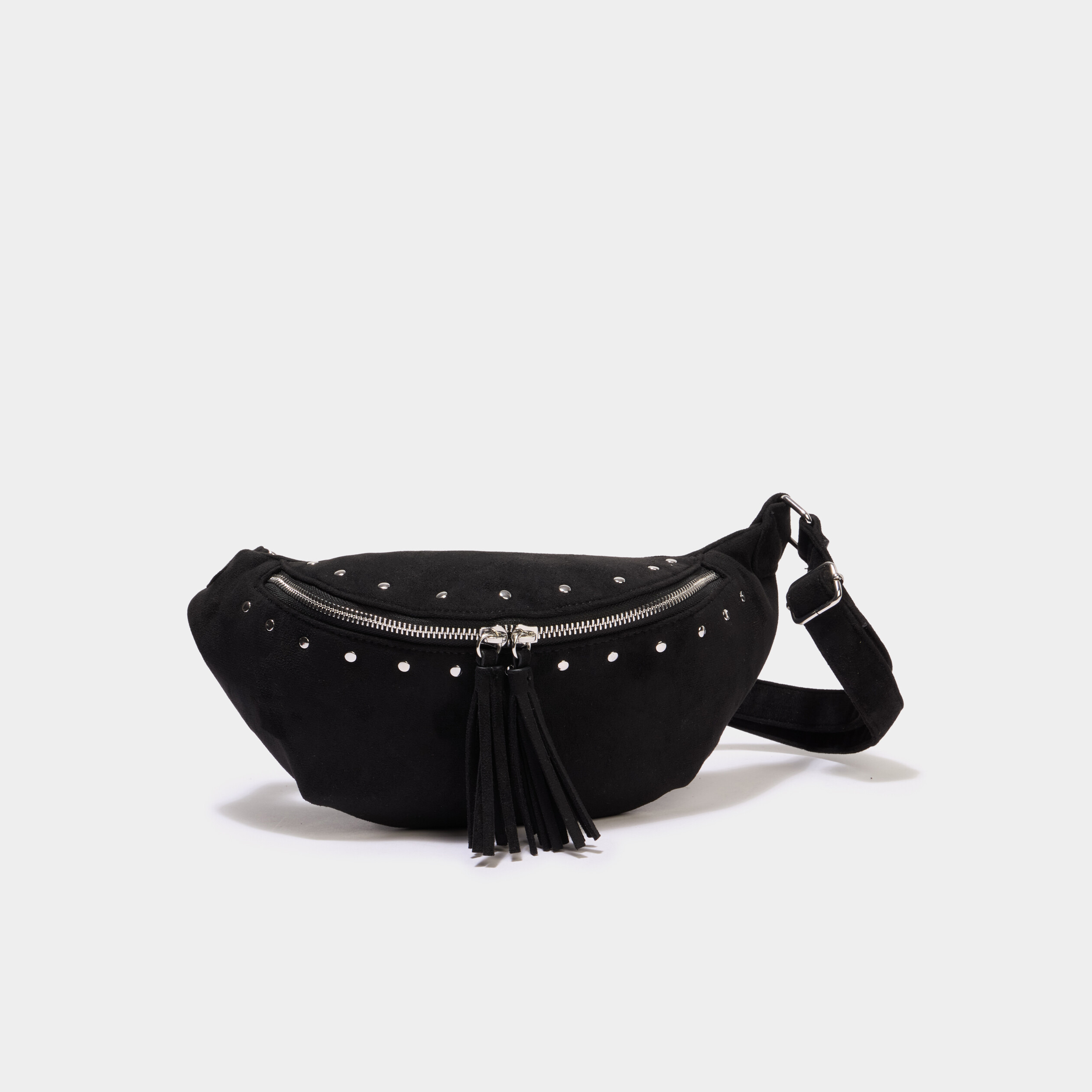 Sac banane su&eacute;dine avec d&eacute;tails clout&eacute;s noir femme