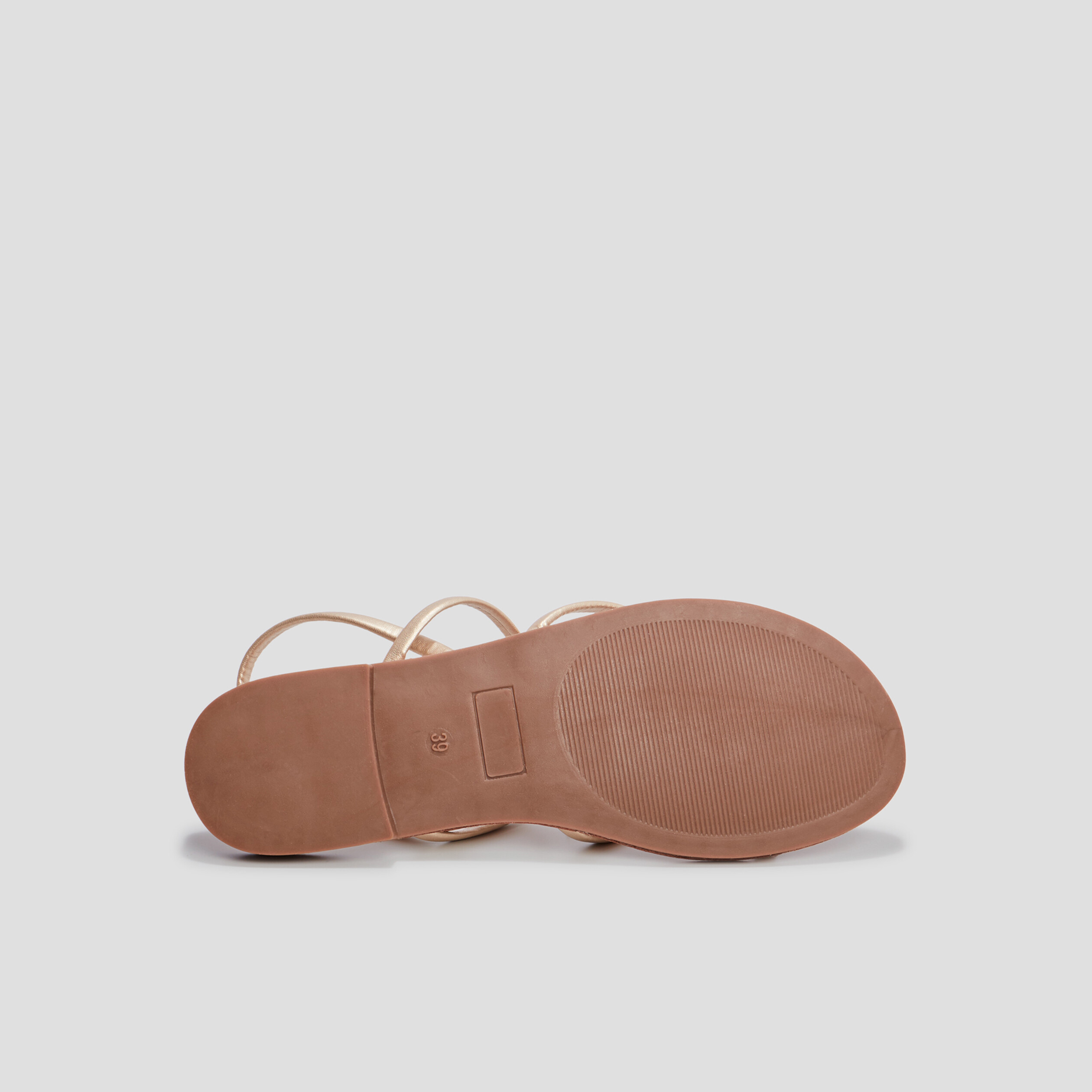 Sandales plates jaune or femme