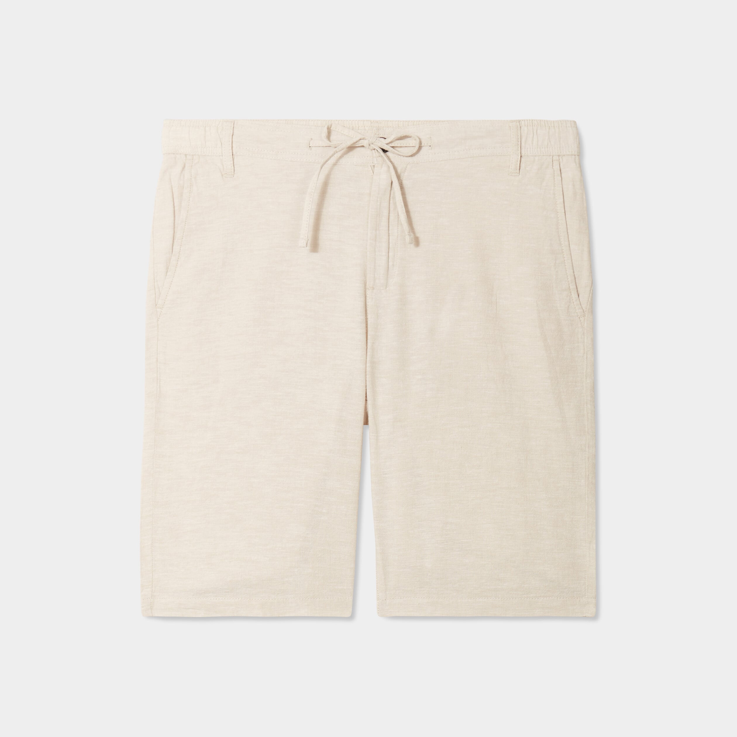 Bermuda chino &agrave; coulisse lin m&eacute;lang&eacute; gris clair homme