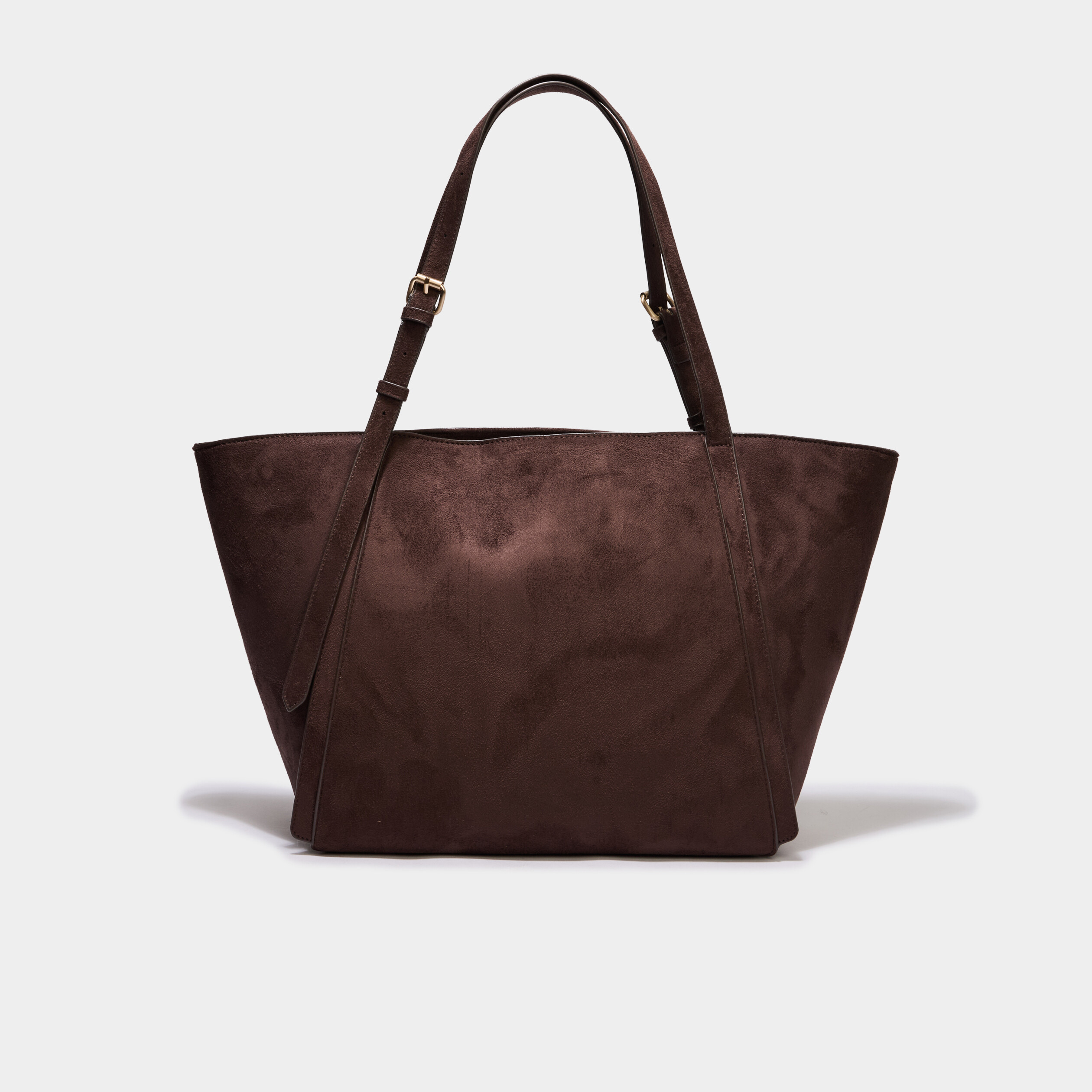 Sac cabas effet su&eacute;dine marron fonc&eacute; femme