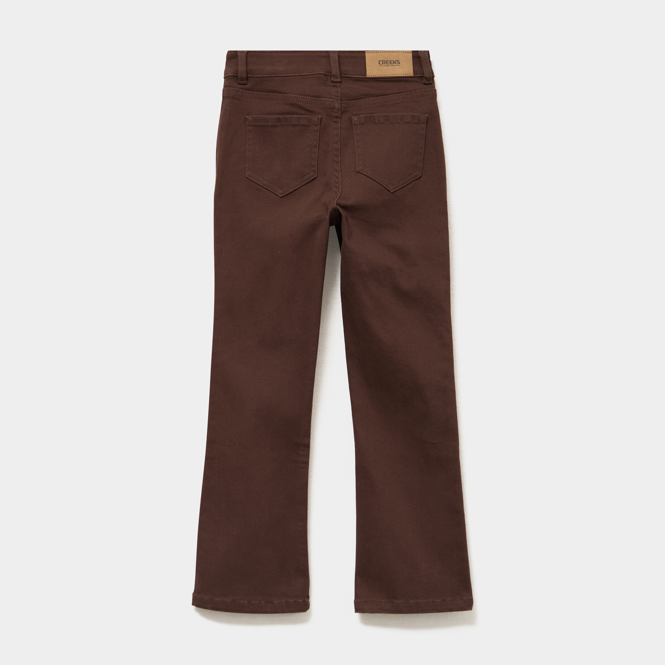 Pantalon bootcut twill 4 poches marron fonc&eacute; fille