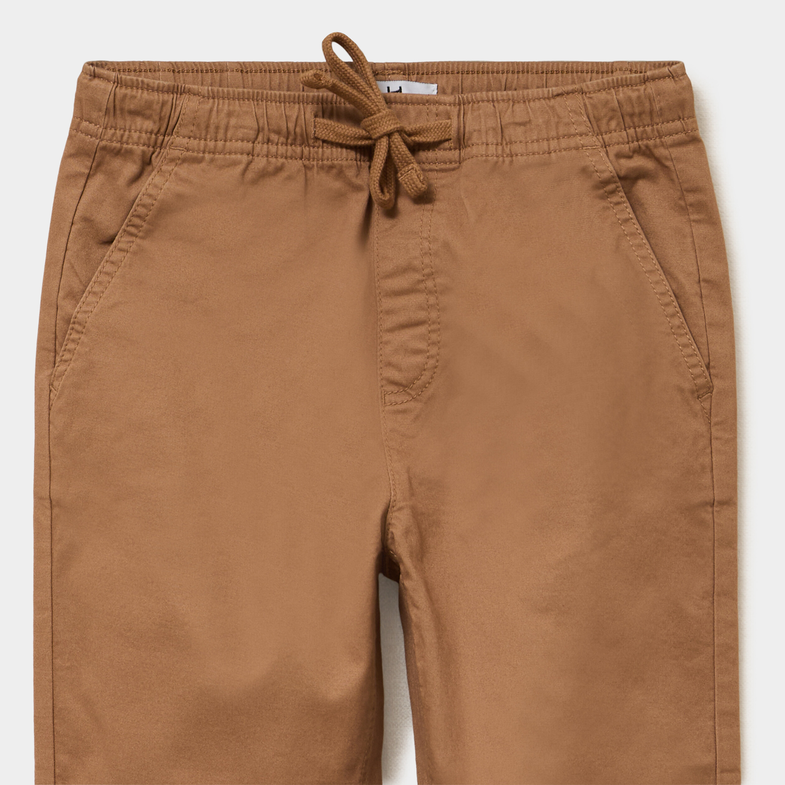 Pantalon chino droit taille ajustable marron gar&ccedil;on