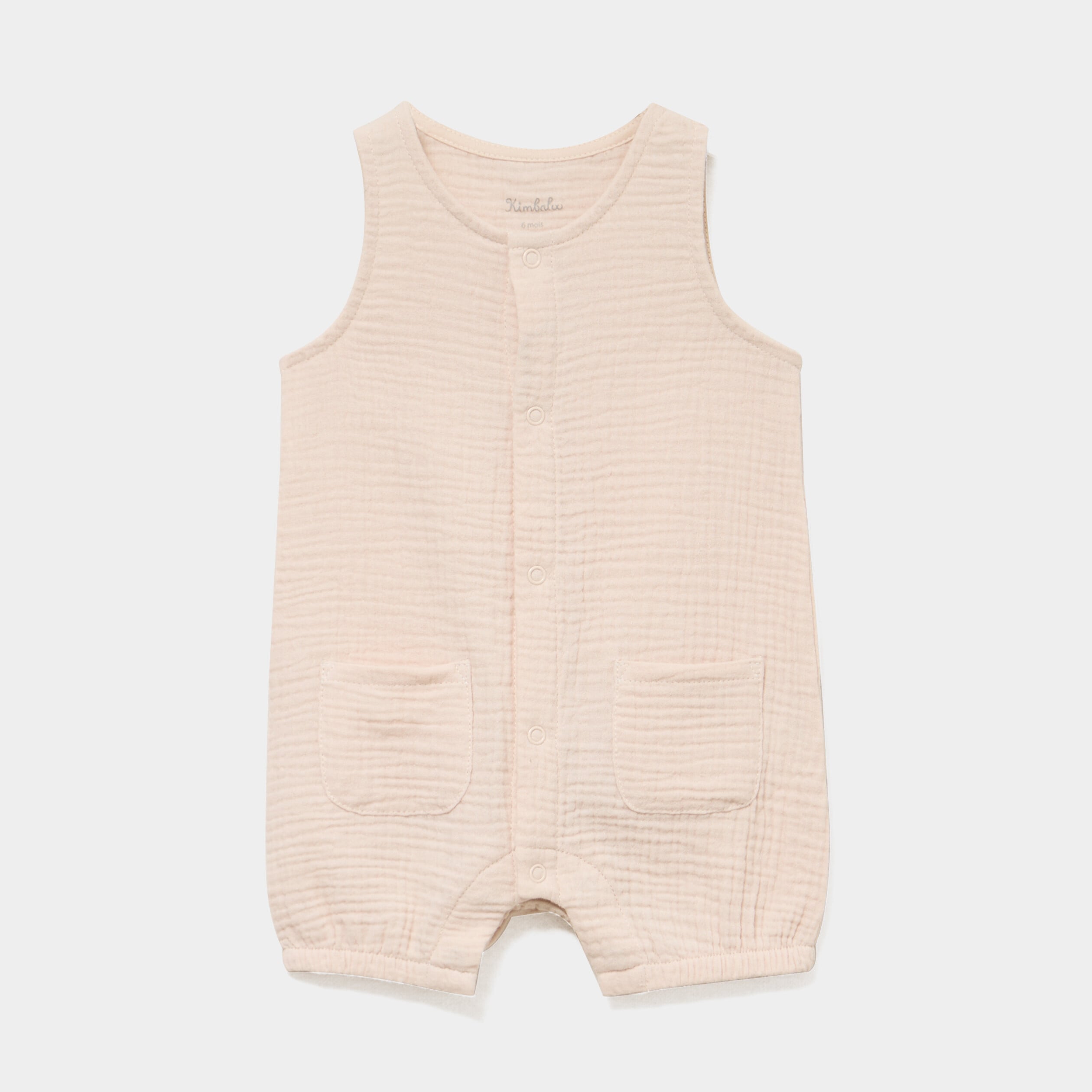 Combinaison coton sans manches taupe b&eacute;b&eacute;