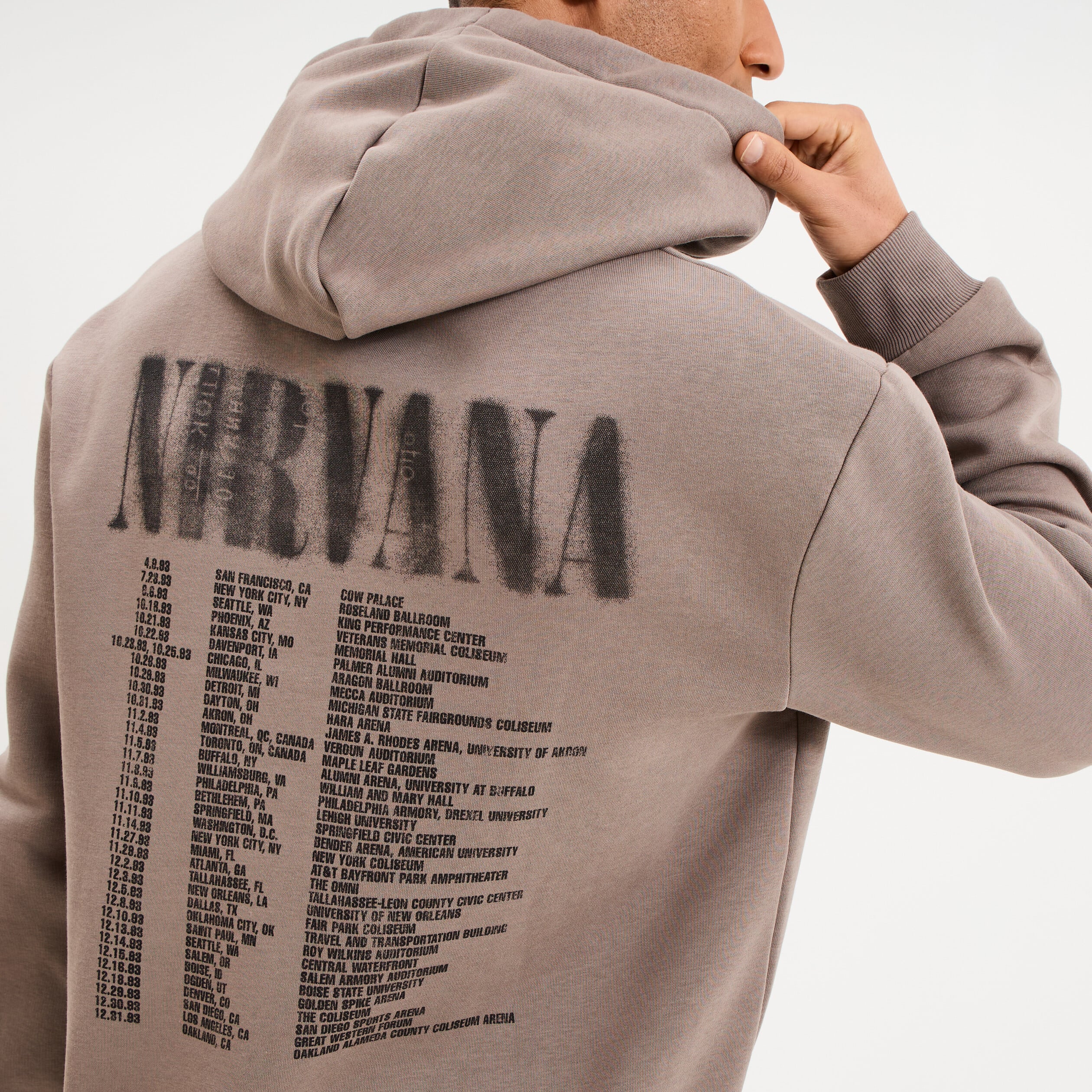 Sweat hoodie molleton 1 poche Nirvana taupe homme