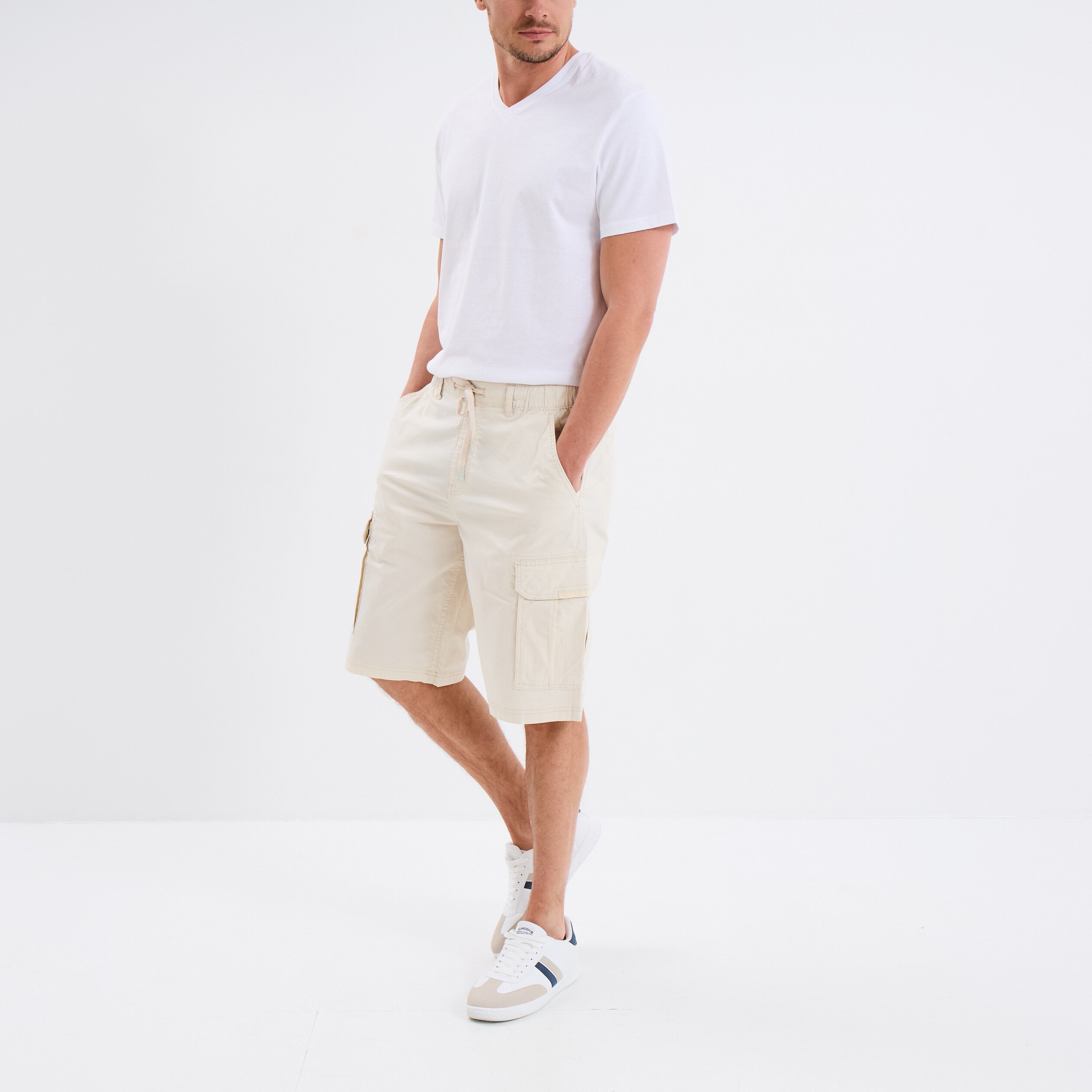 bermuda cargo droit coton majoritaire beige homme Bermuda cargo droit coton majoritaire beige homme