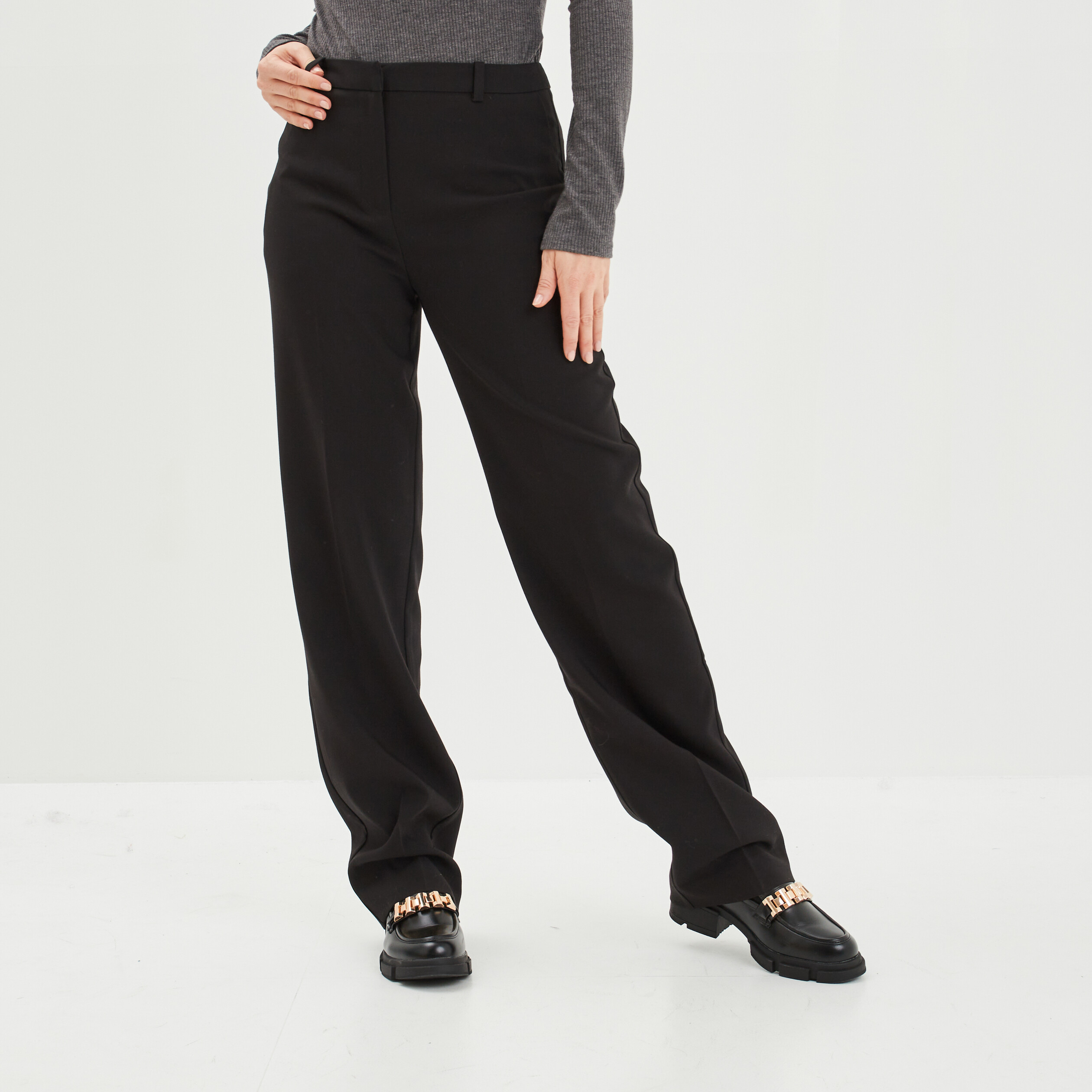 pantalon large a pinces noir femme Pantalon large à pinces noir femme