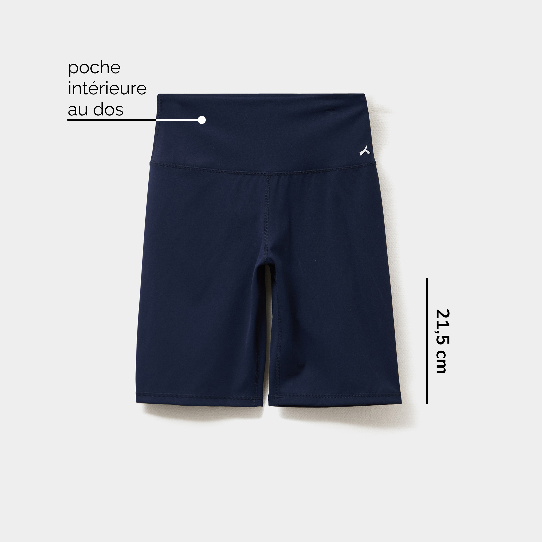 Short cycliste de sport taille haute bleu marine femme