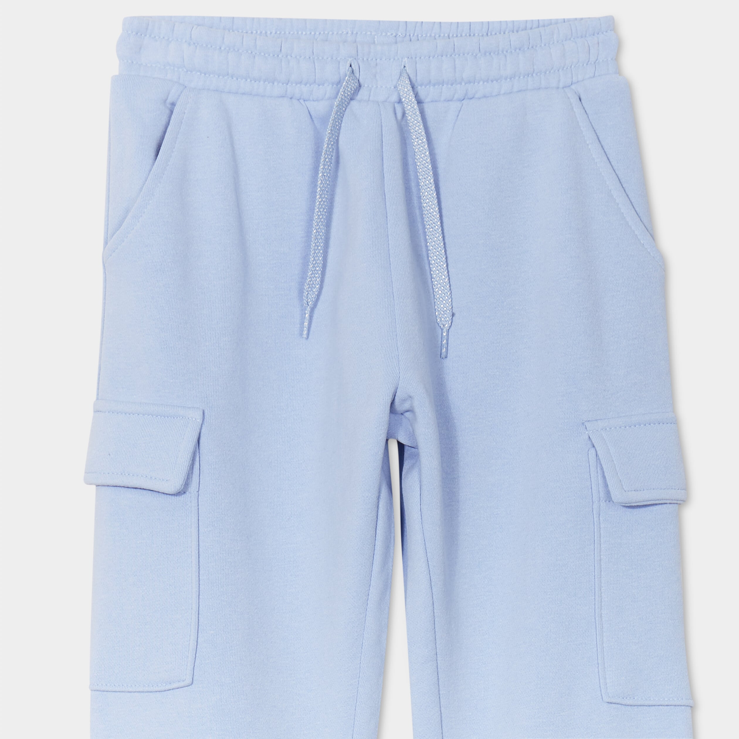 Pantalon de jogging cargo molletonn&eacute; bleu clair fille