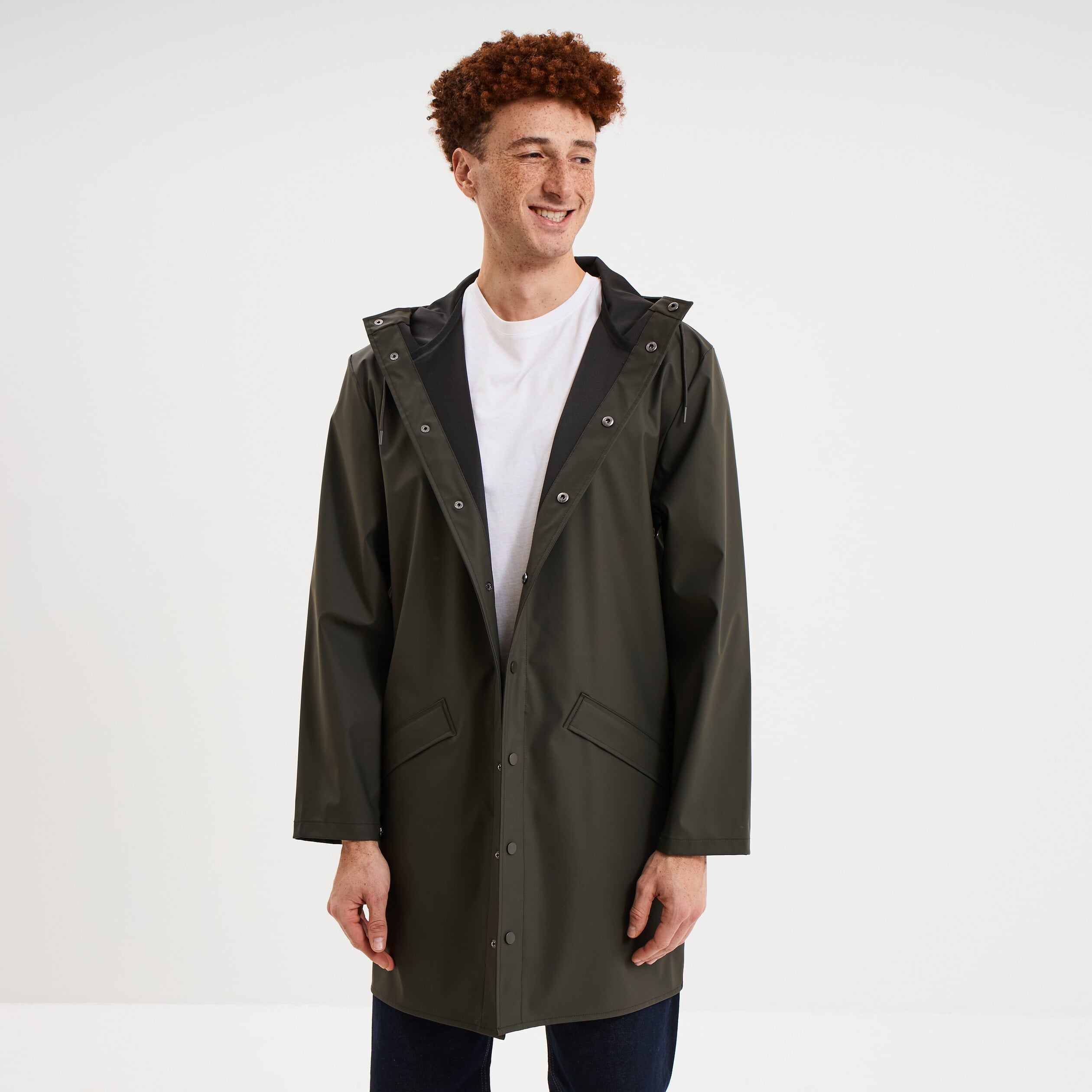 Parka imperm&eacute;able coupe-vent &agrave; capuche vert kaki homme