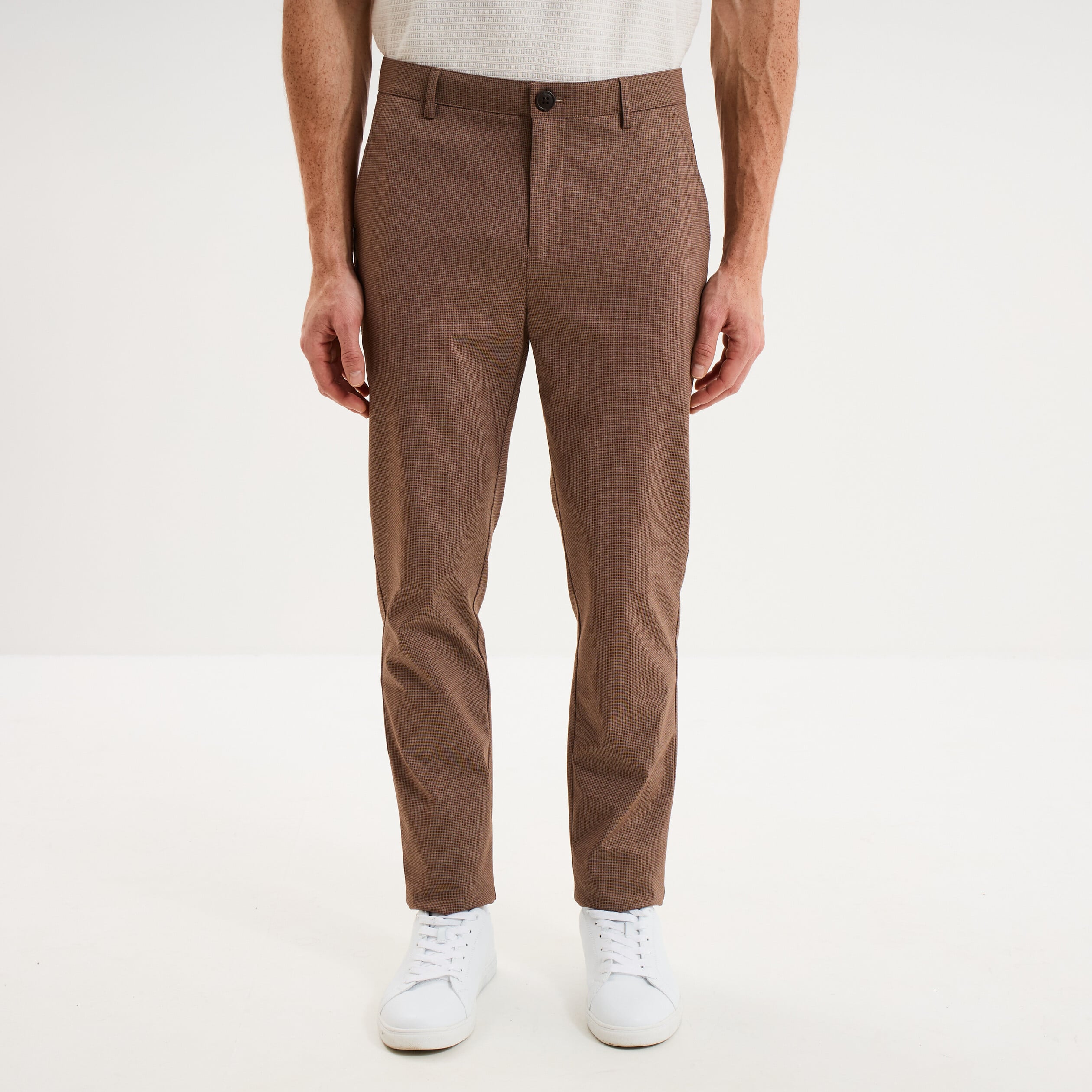 Pantalon chino slim taupe homme