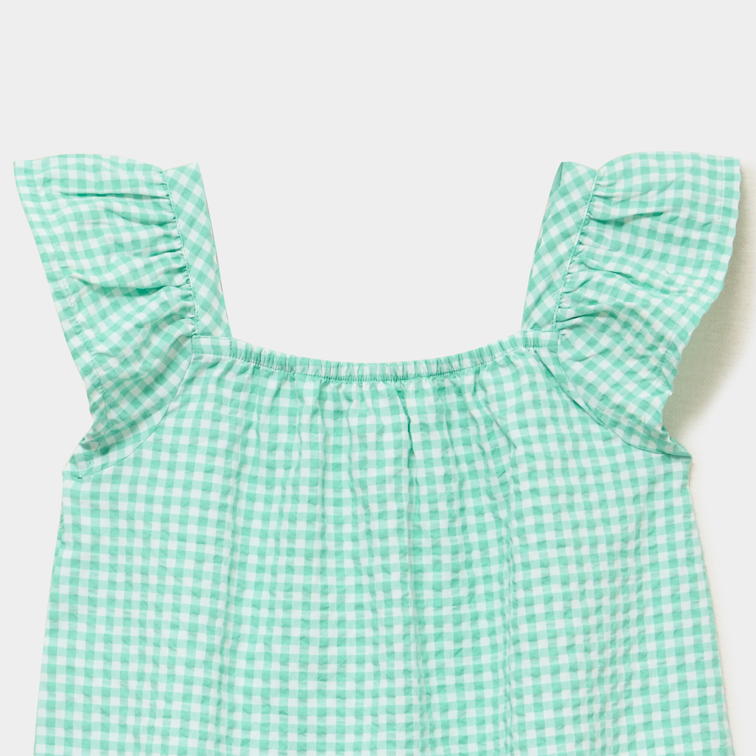 Blouse droite manches volants vert fille