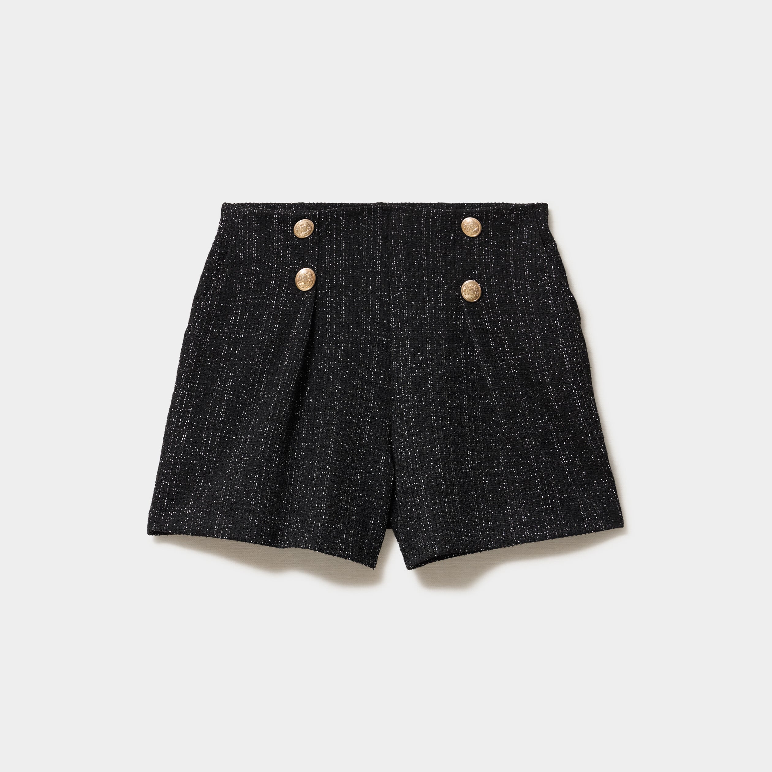 Short en tweed ajust&eacute;e &agrave; pont noir femme