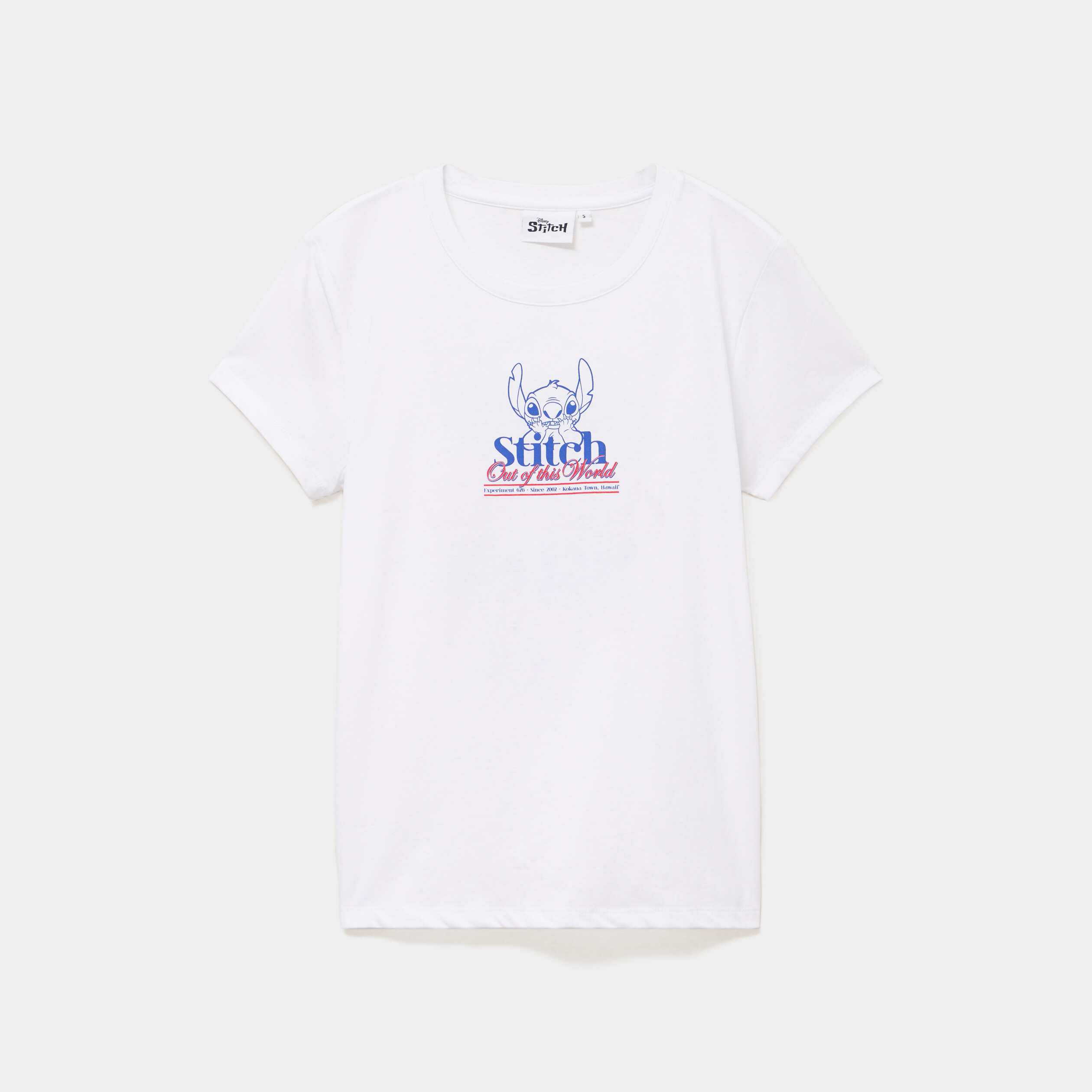 T-shirt manches courtes coton Stitch blanc femme