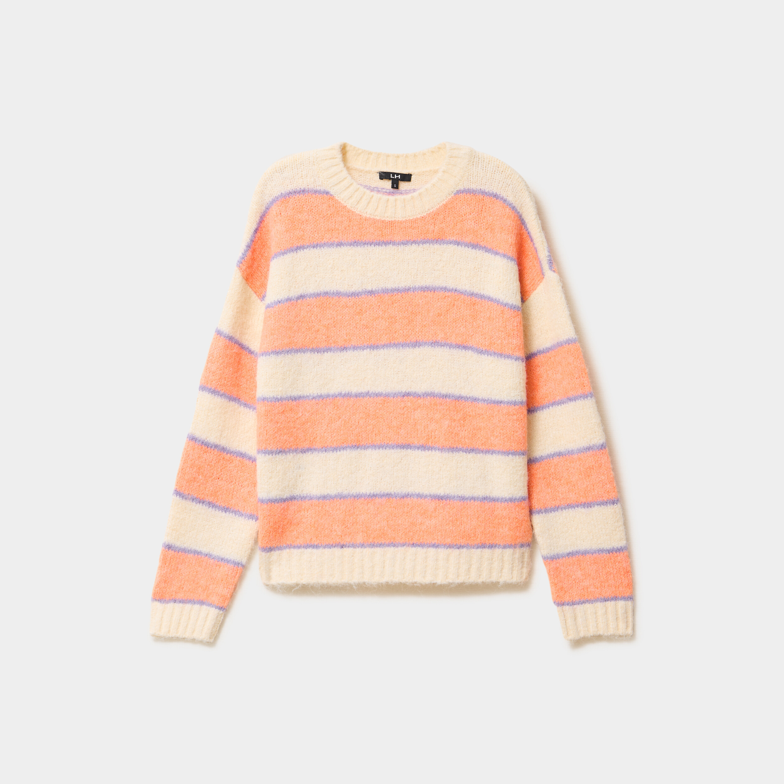 Pull col rond manches longues ecru femme