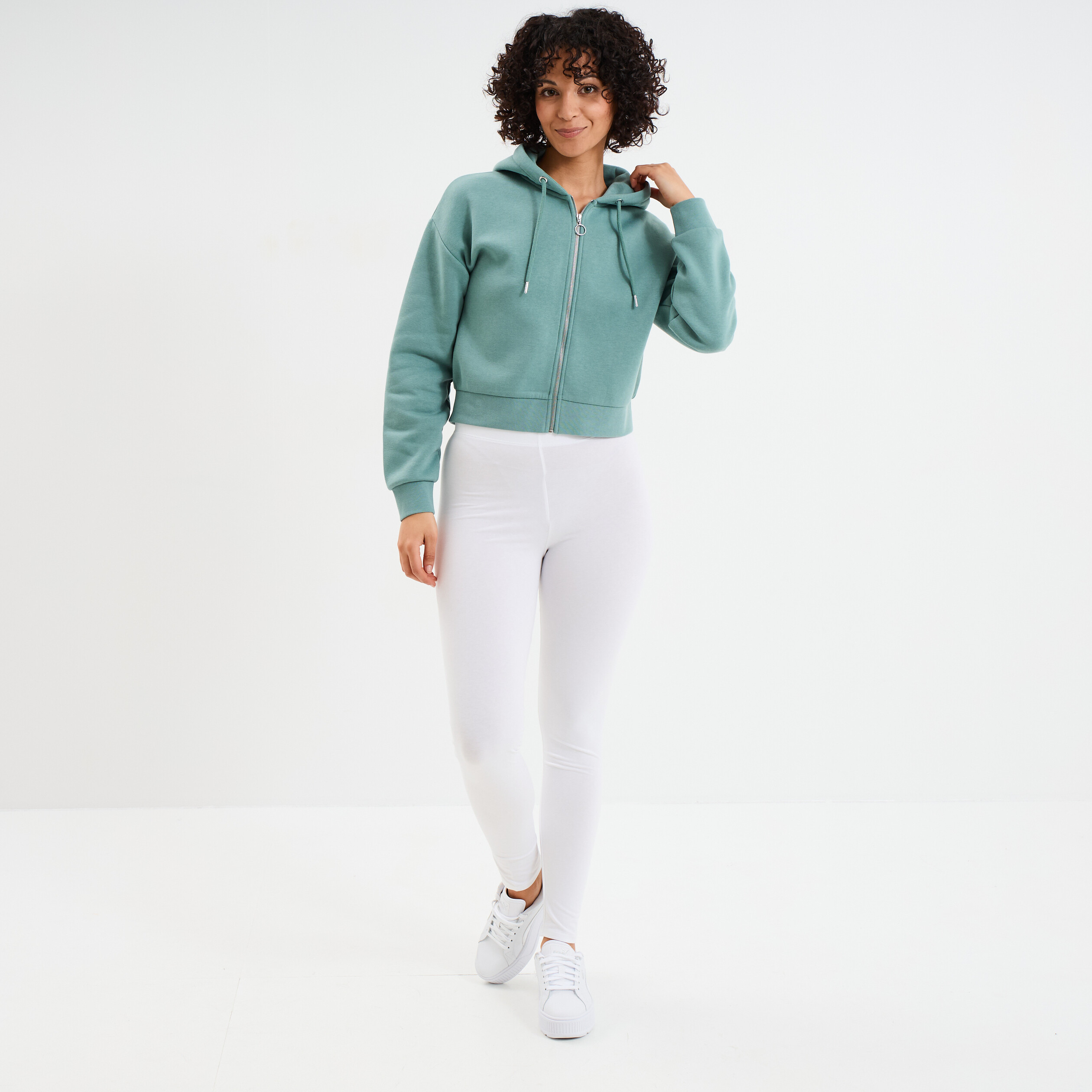 Legging taille haute blanc femme