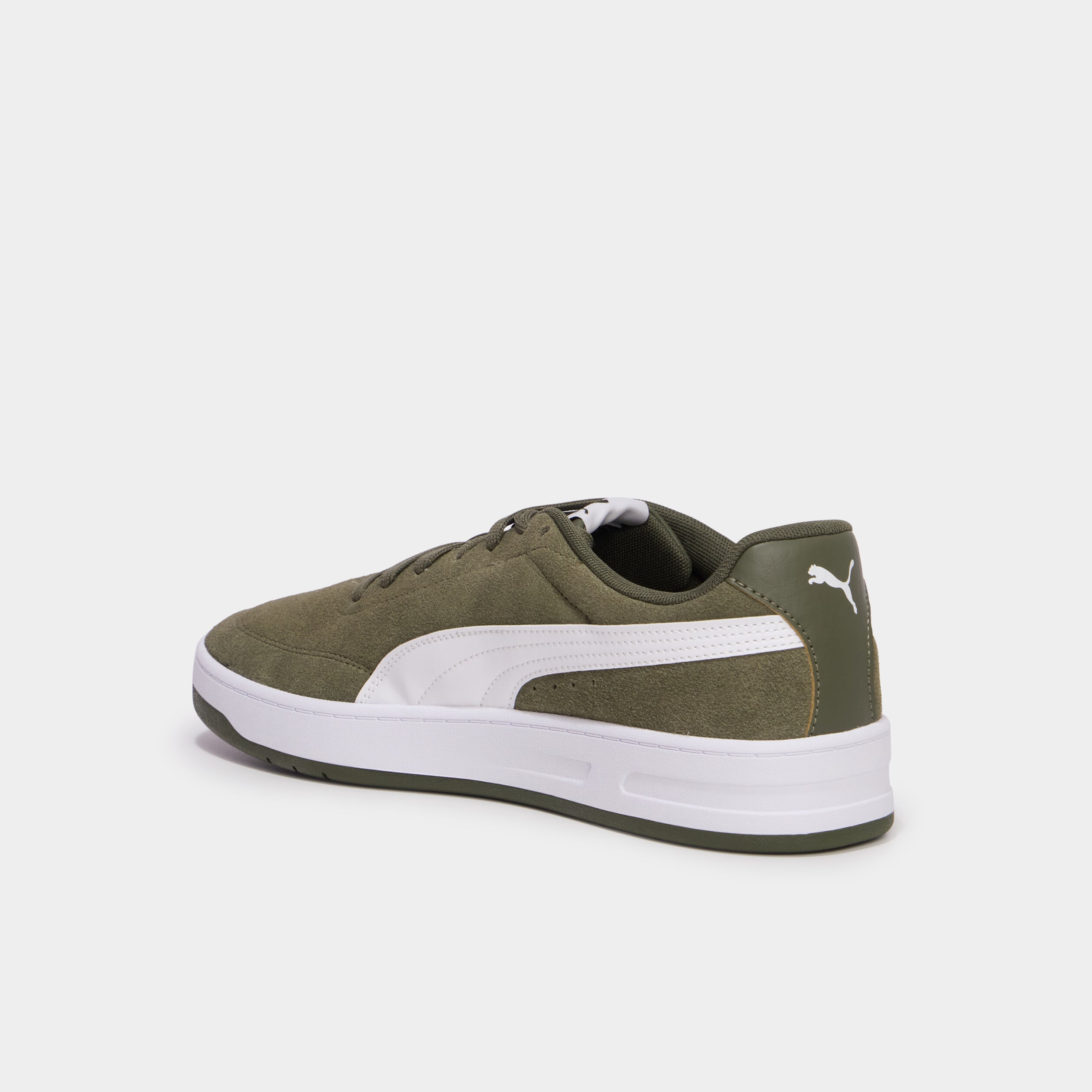 Baskets &agrave; lacets en cuir Puma Clean SD vert kaki homme