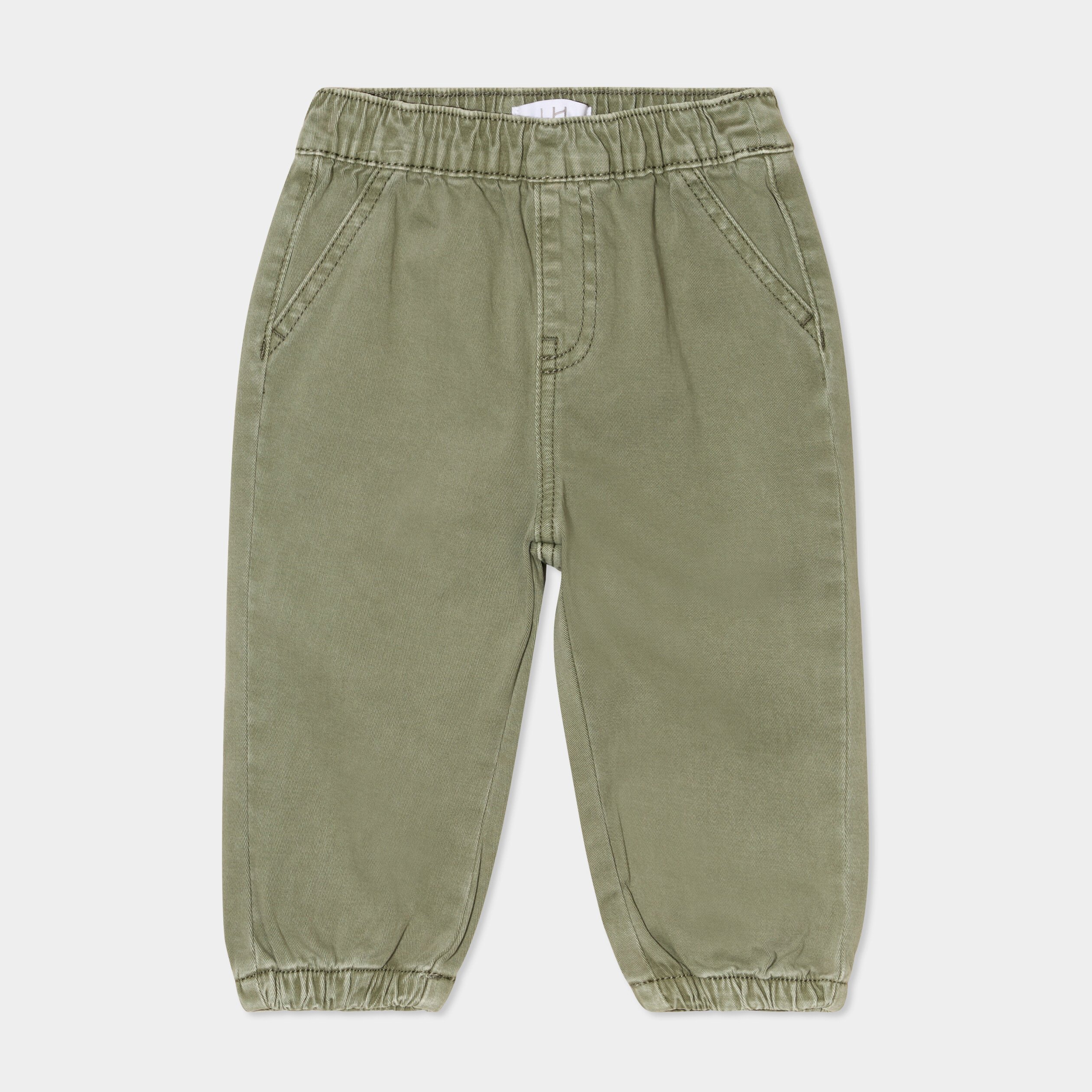 pantalon jogger bas elastique coton vert kaki bebeg Pantalon jogger bas élastiqué coton vert kaki bébé garçon