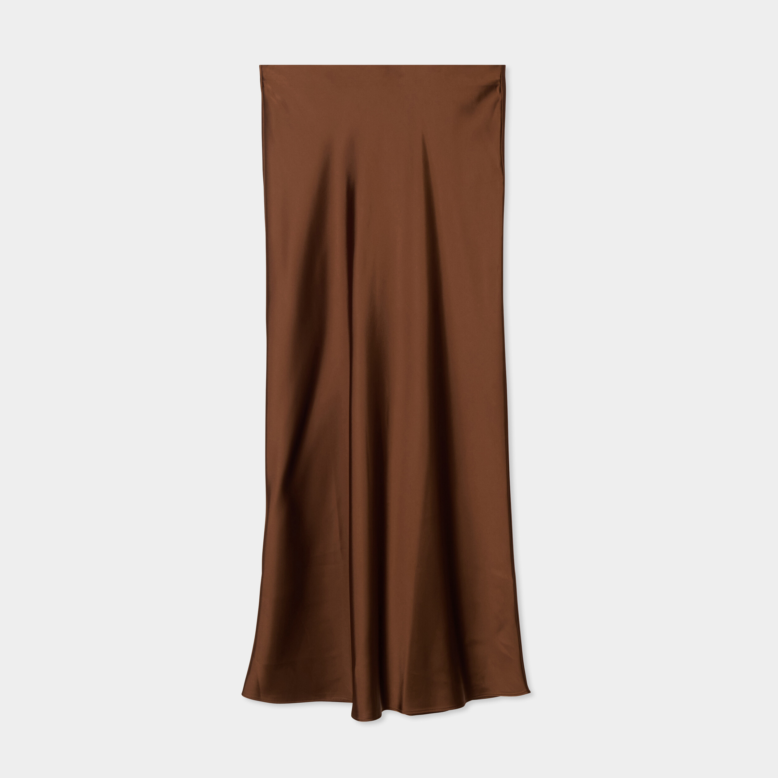 Jupe effet satin longue &eacute;vas&eacute;e beige femme
