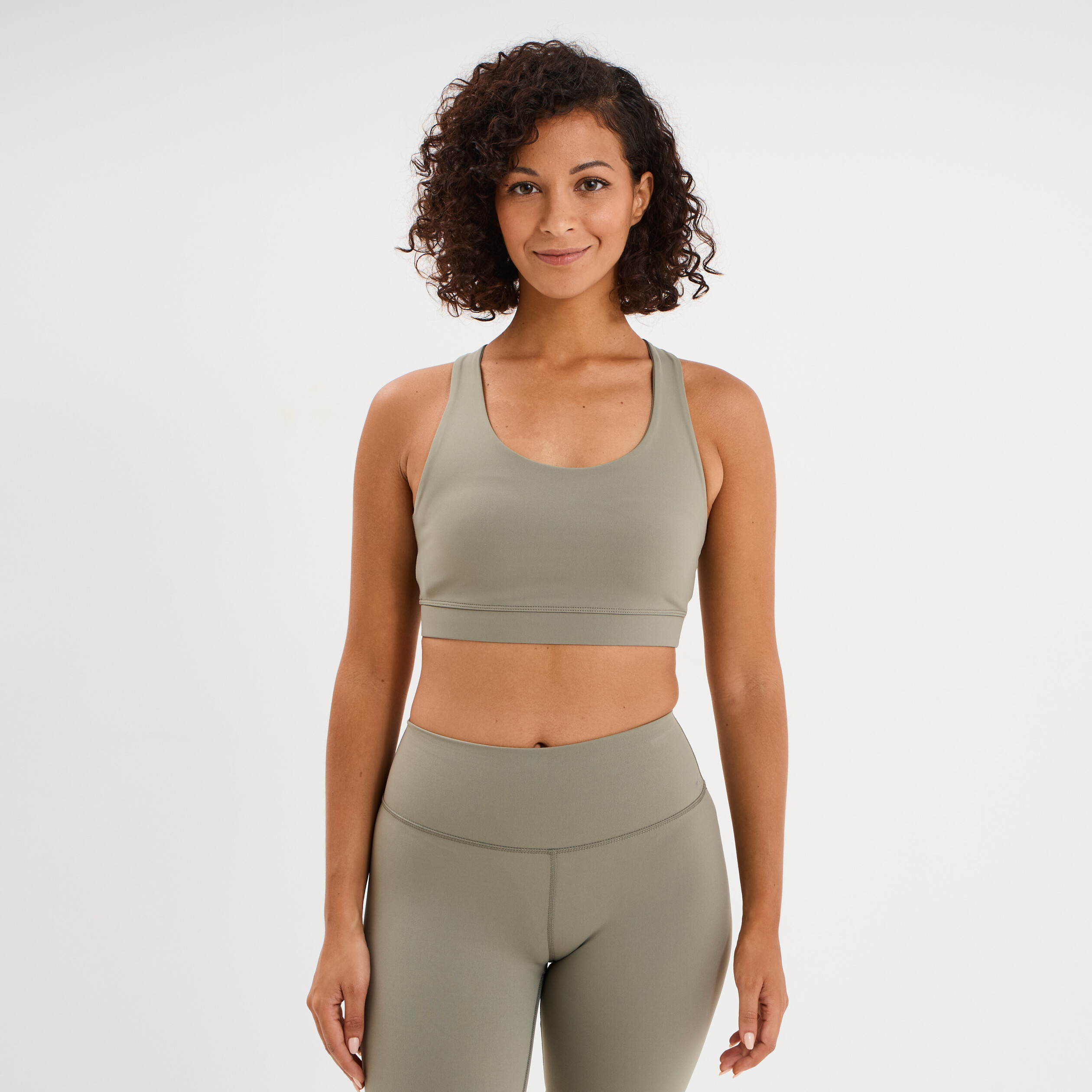 Brassi&egrave;re de sport dos nageur vert kaki femme