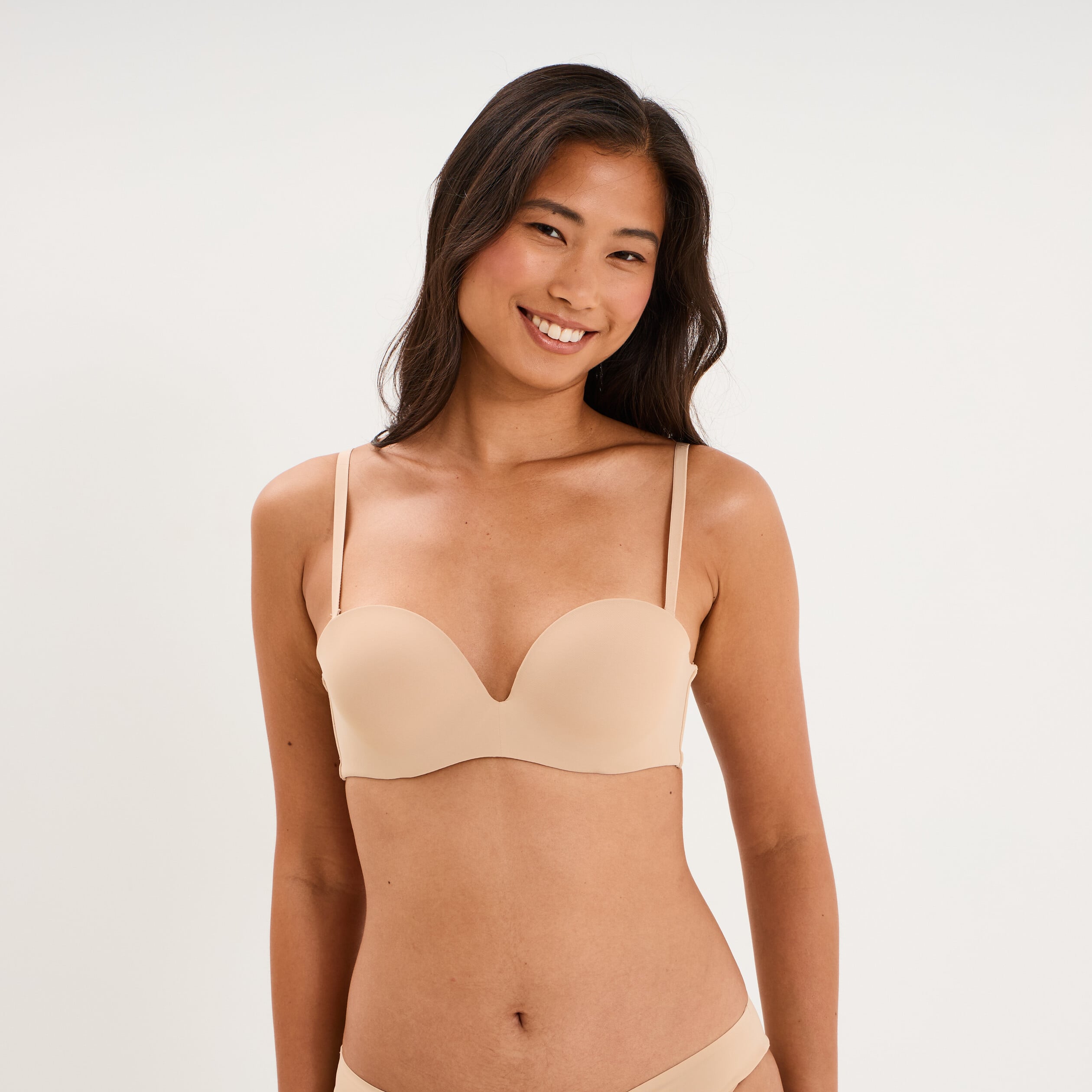 Soutien-gorge bandeau multiposition beige femme