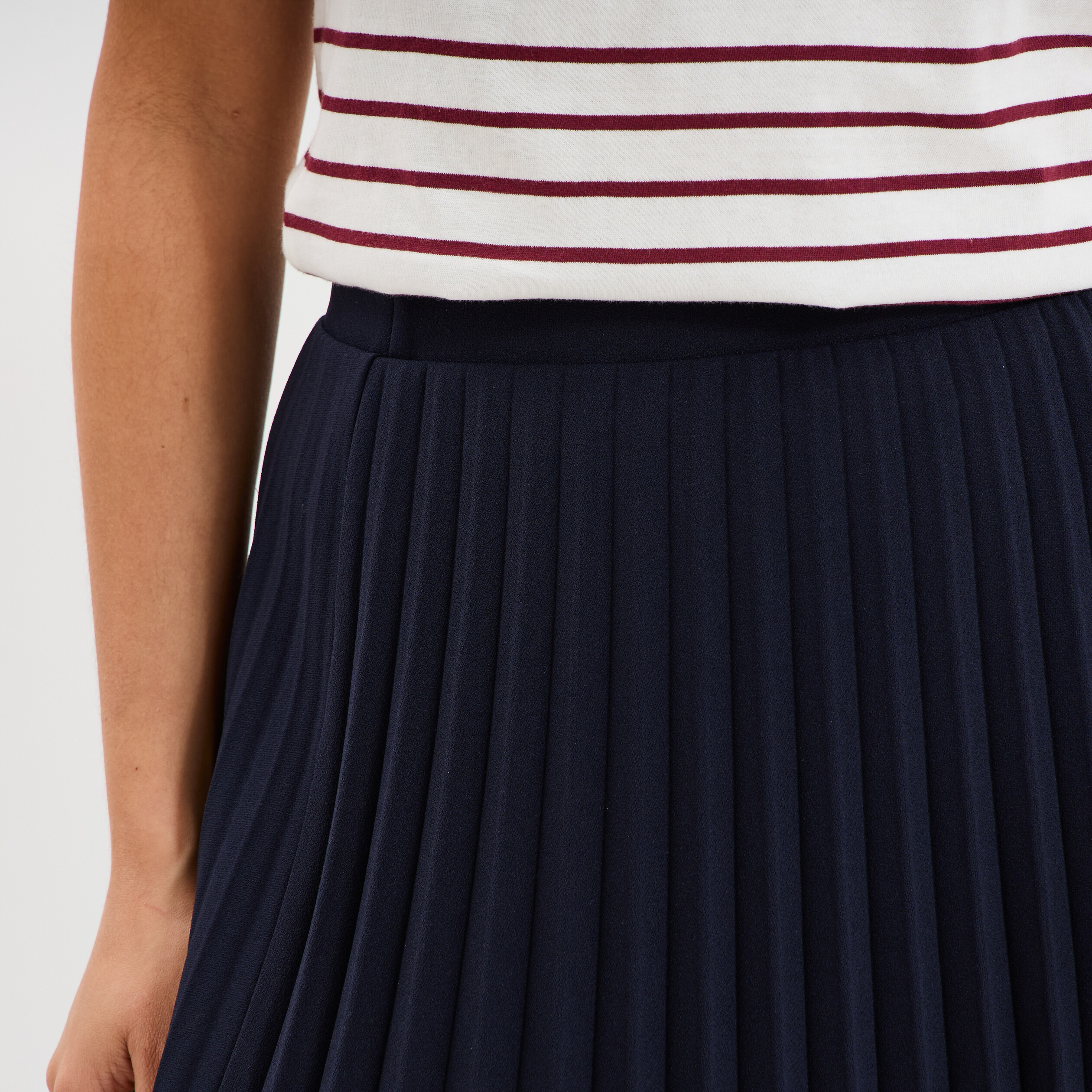 Jupe Plissée Soleil Vintage Bleu Marine Taille S - Années 60 - Fabriqué En France