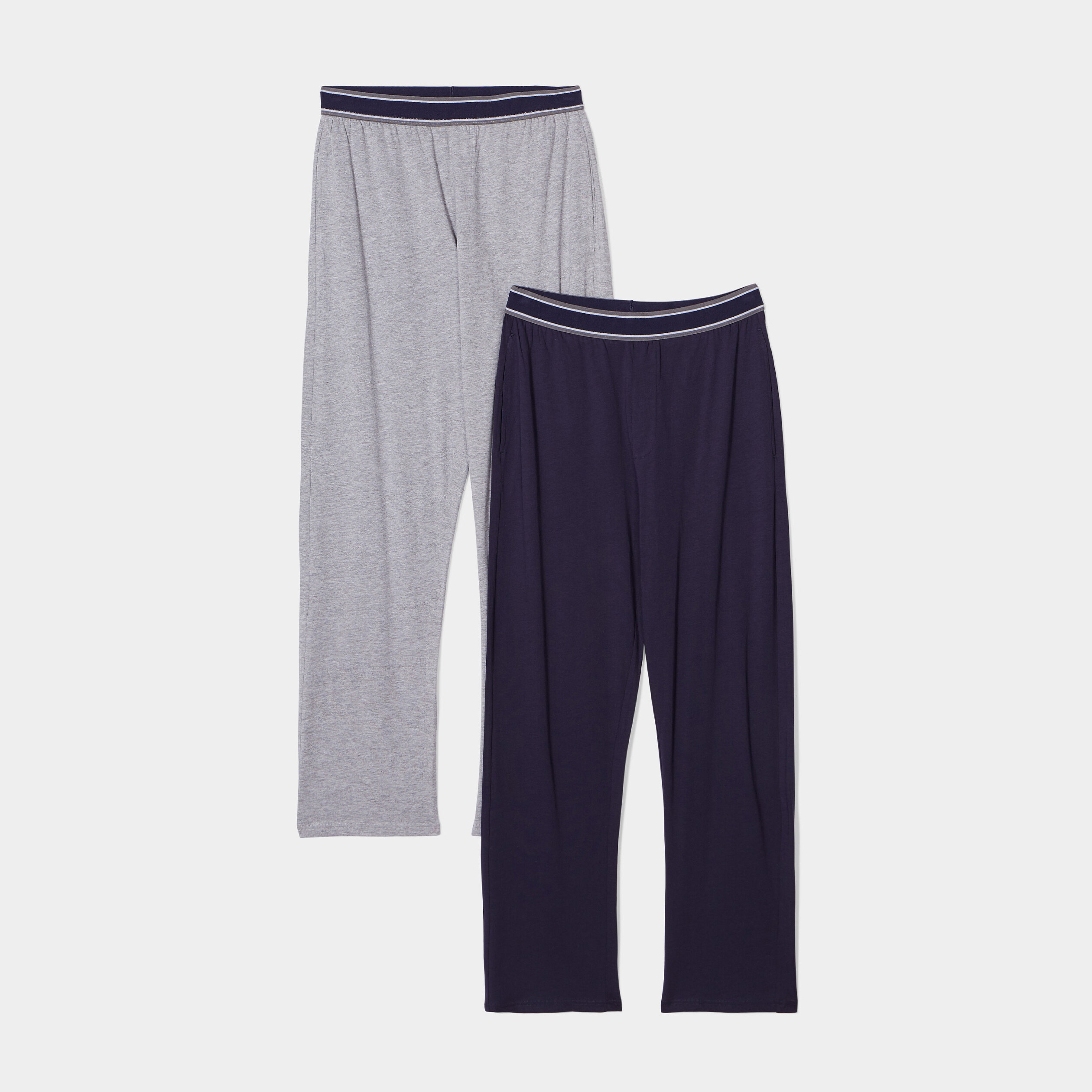 lot 2 bas de pyjama taille elastiquee bleu marine homme Lot 2 bas de pyjama taille élastiquée bleu marine homme