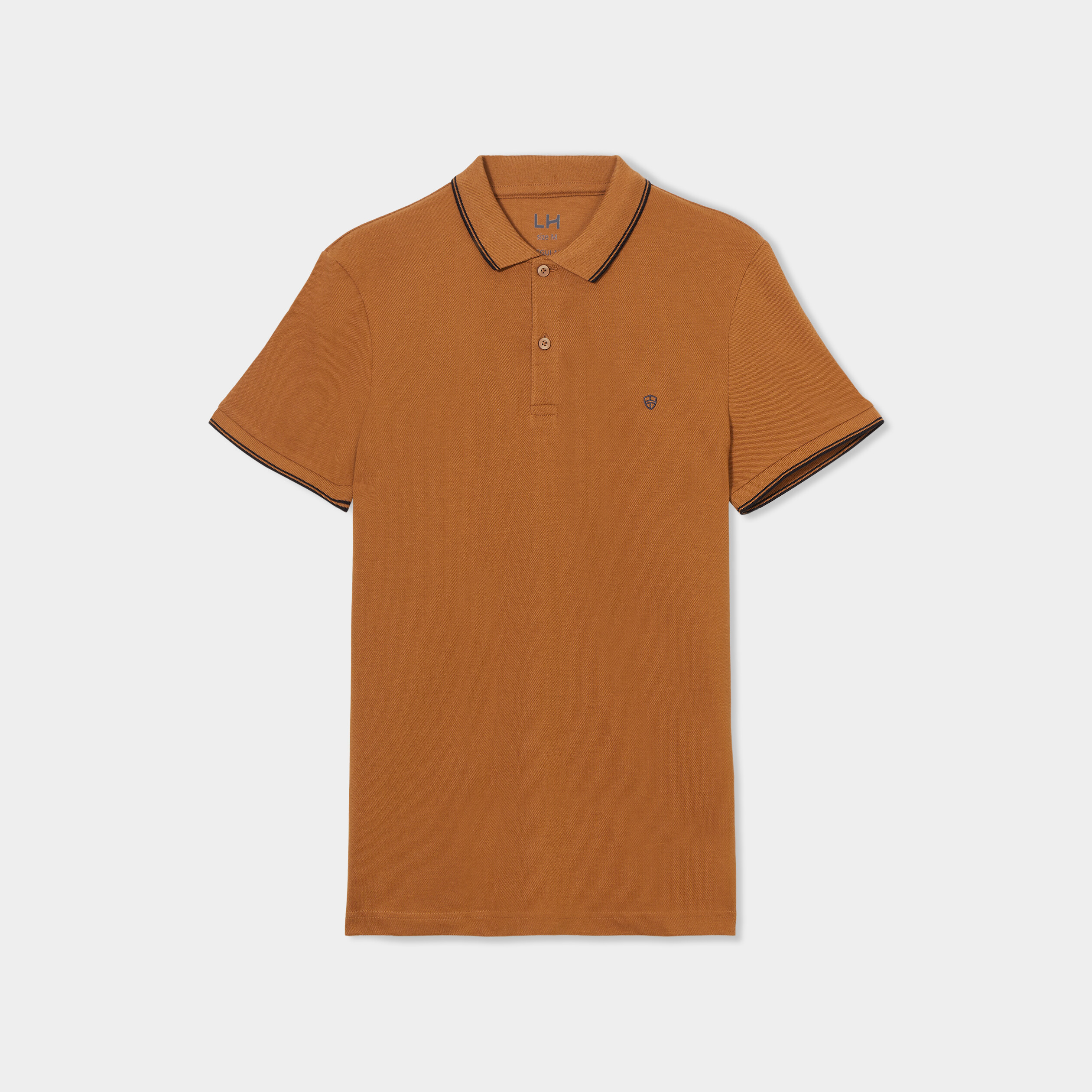 polo manches courtes bords contrastes marron homme Polo manches courtes bords contrastés marron homme