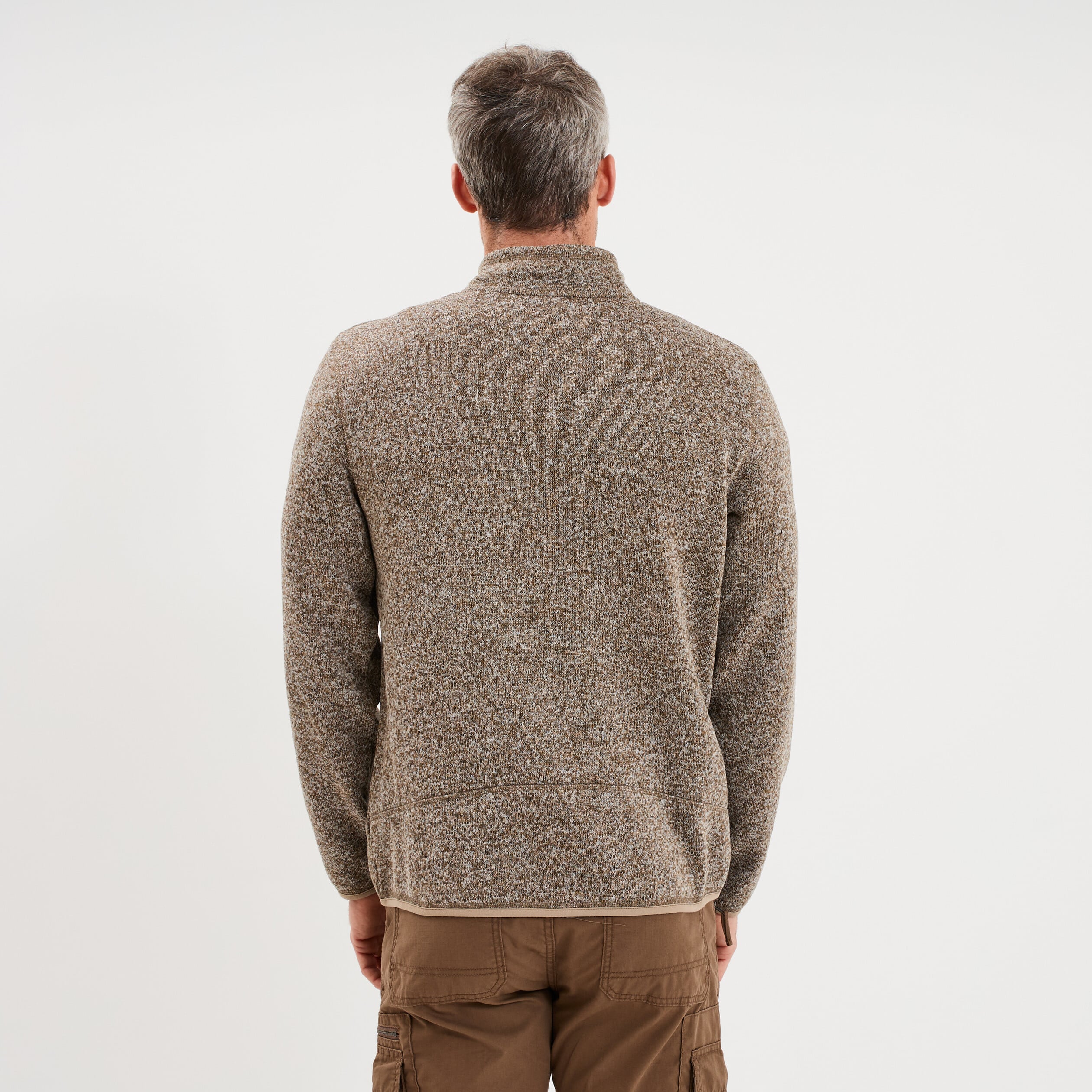 Gilet manches longues col montant marron homme