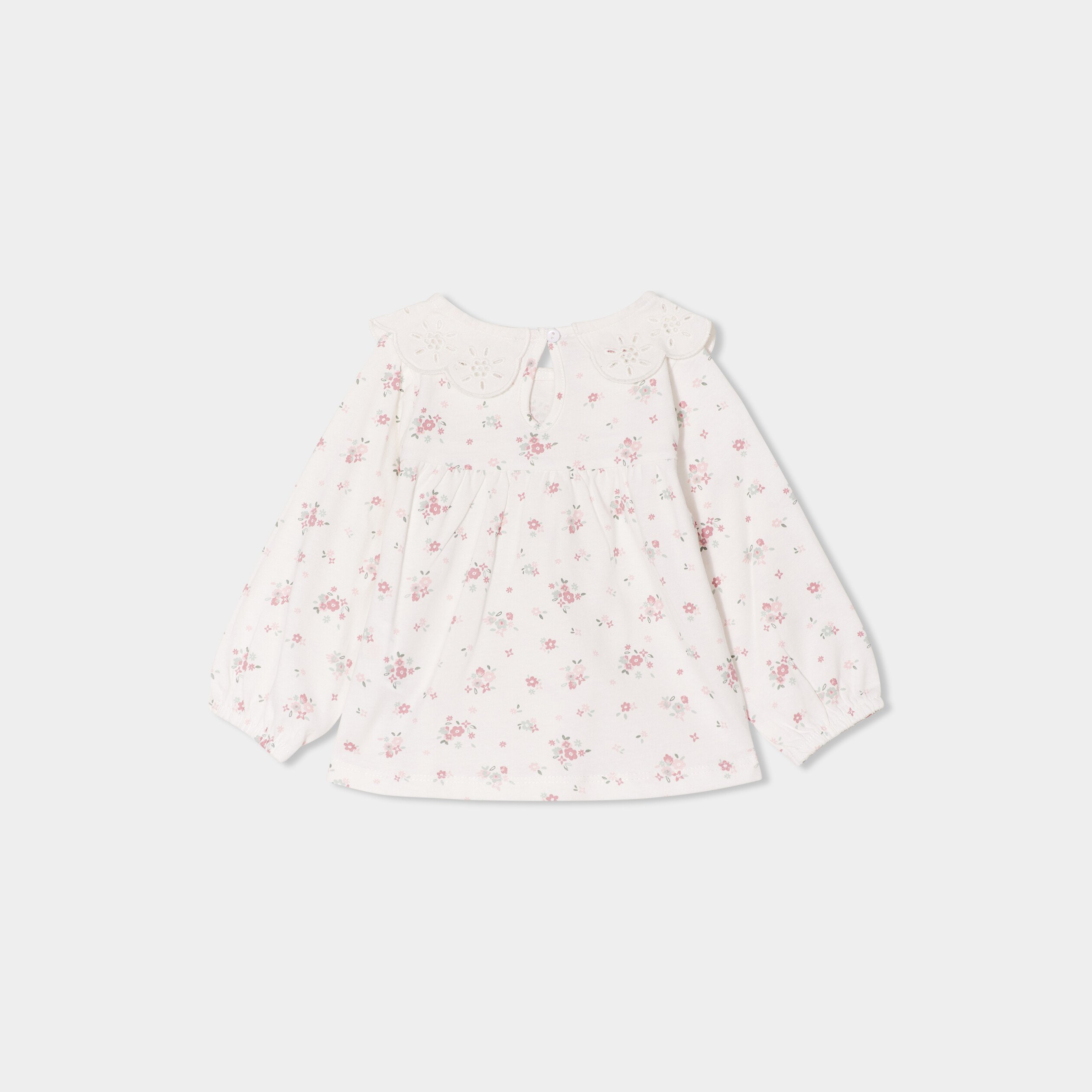 t shirt col claudine broderie anglaise ecru bebef T-shirt col claudine broderie anglaise ecru bébé fille