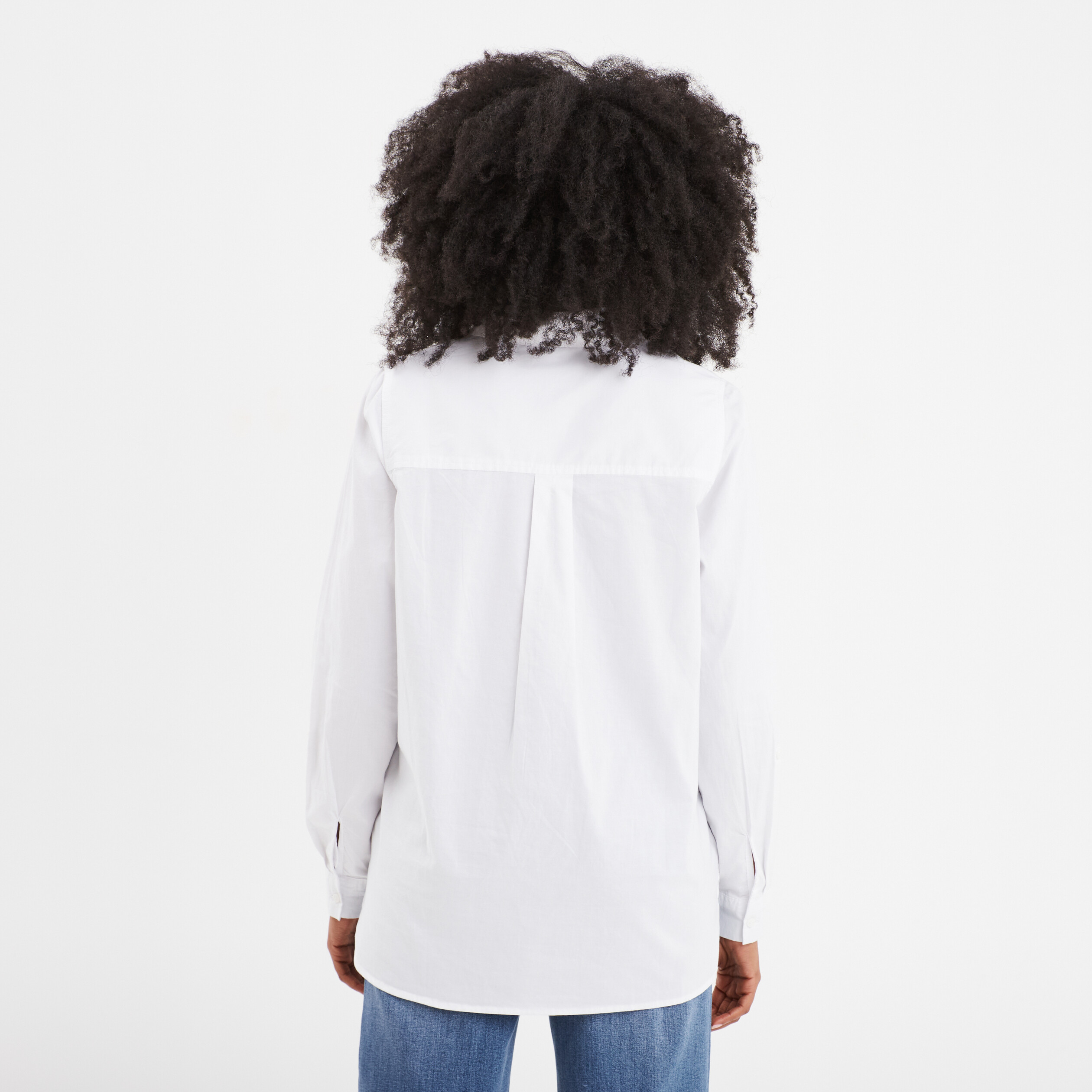 Chemise manches longues 1 poche coton blanc femme