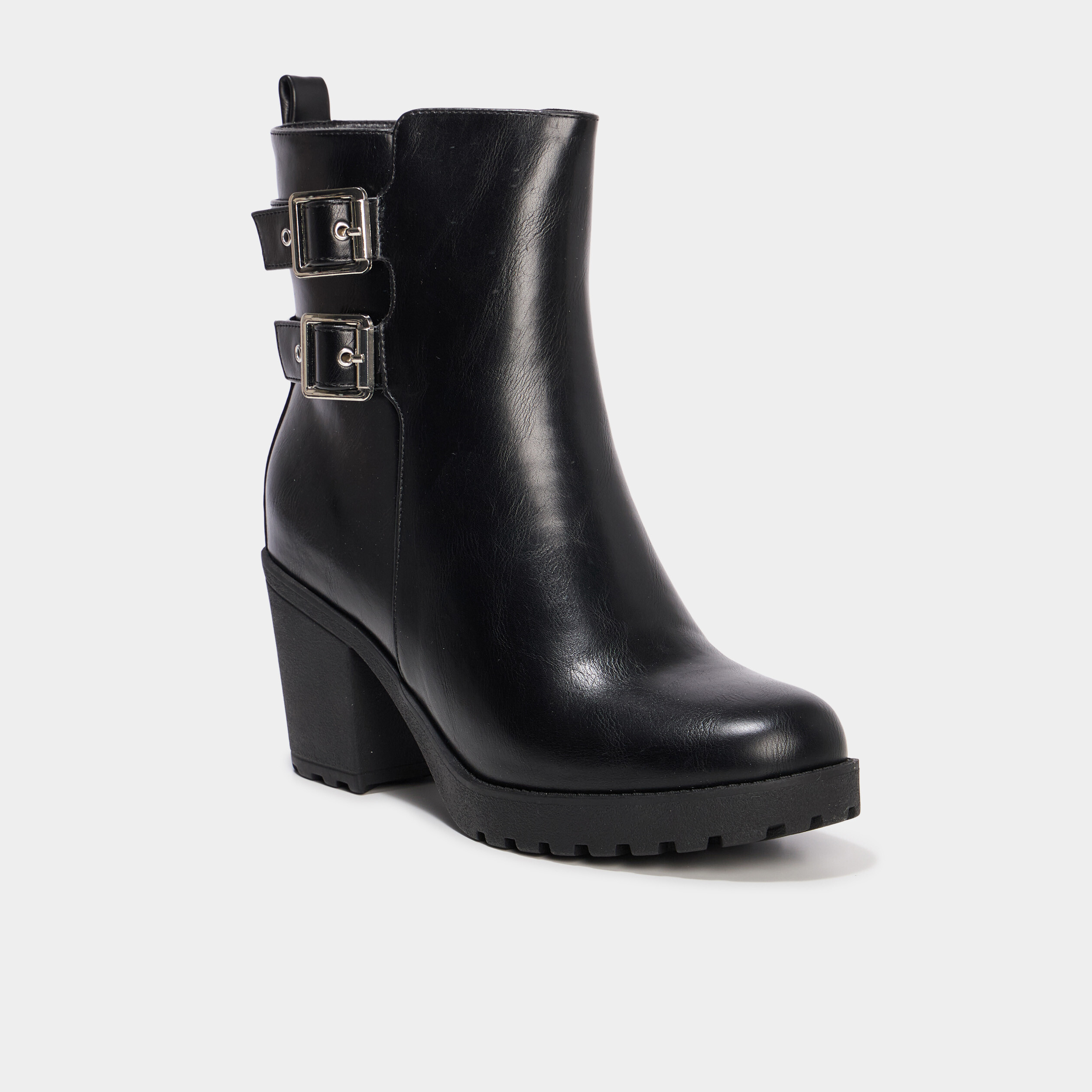 boots a talons et boucles noir femme Boots à talons et boucles noir femme