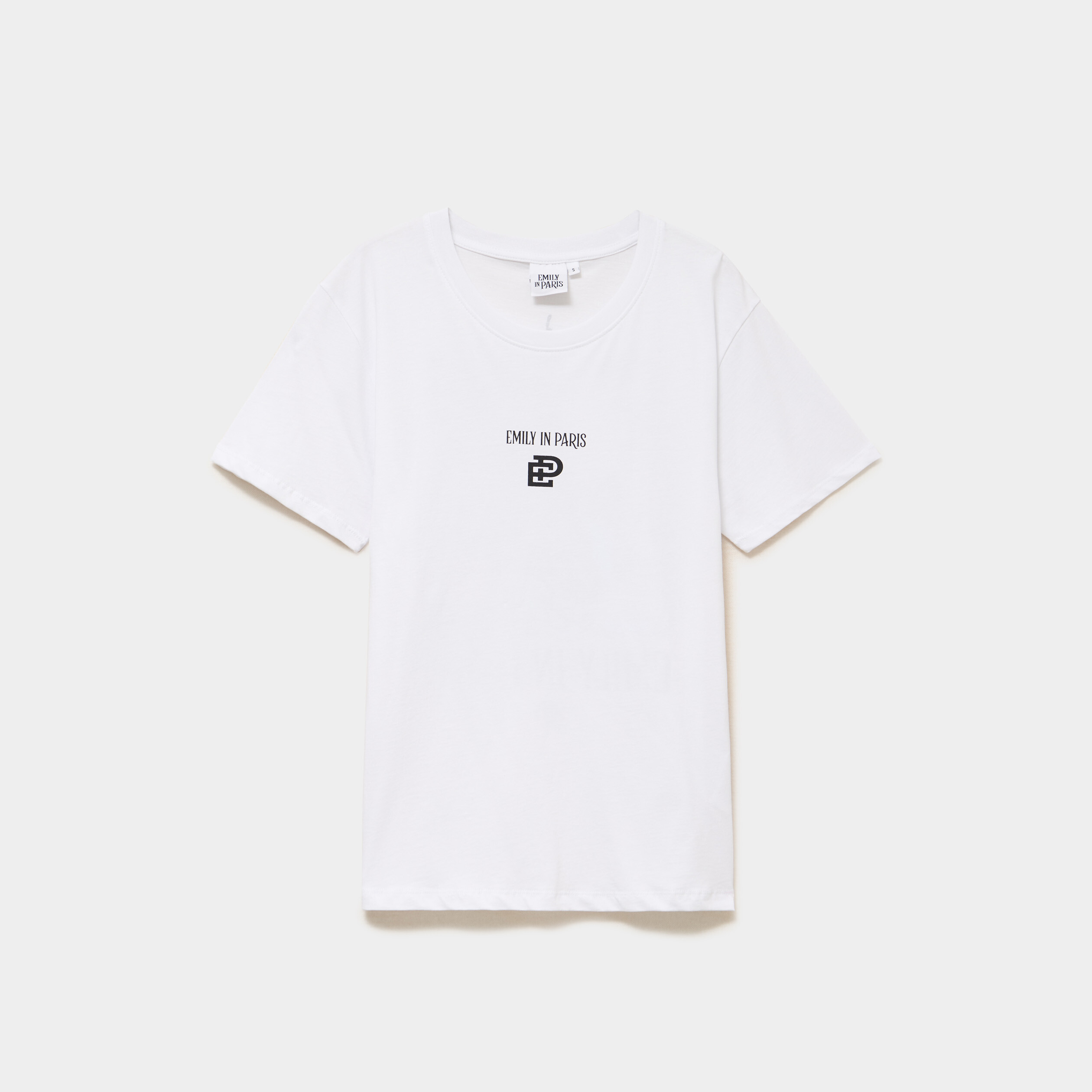 T-shirt col rond coton Emily in Paris blanc femme