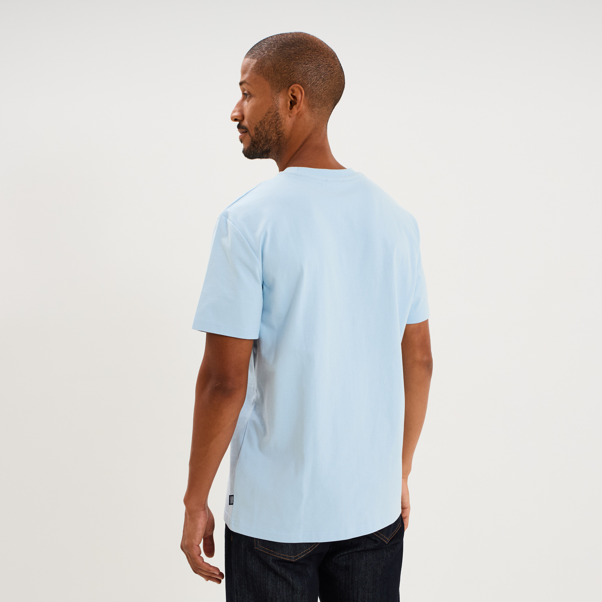 T-shirt droit manches courtes coton bleu clair homme
