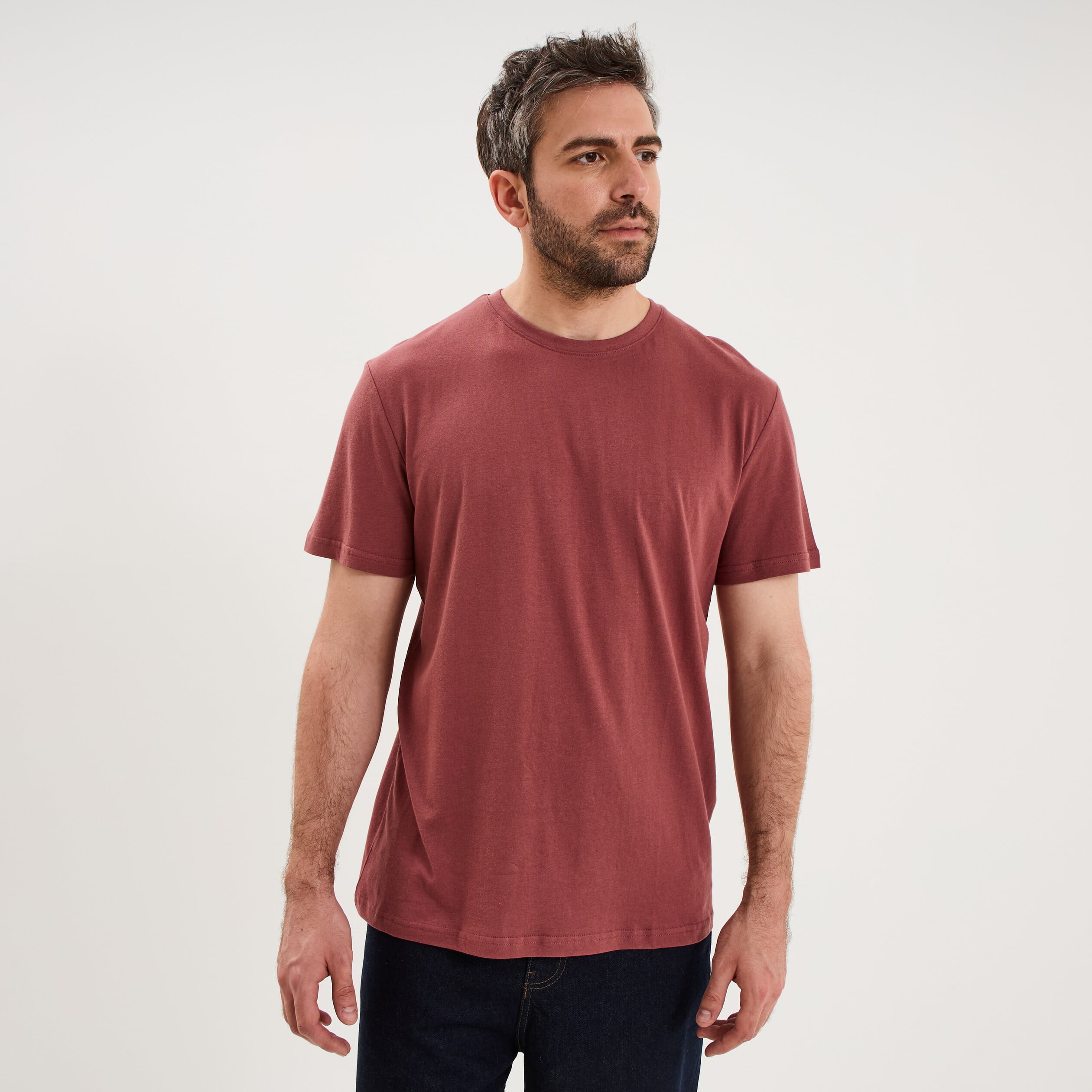 T-shirt droit en coton manches courtes vieux rose homme